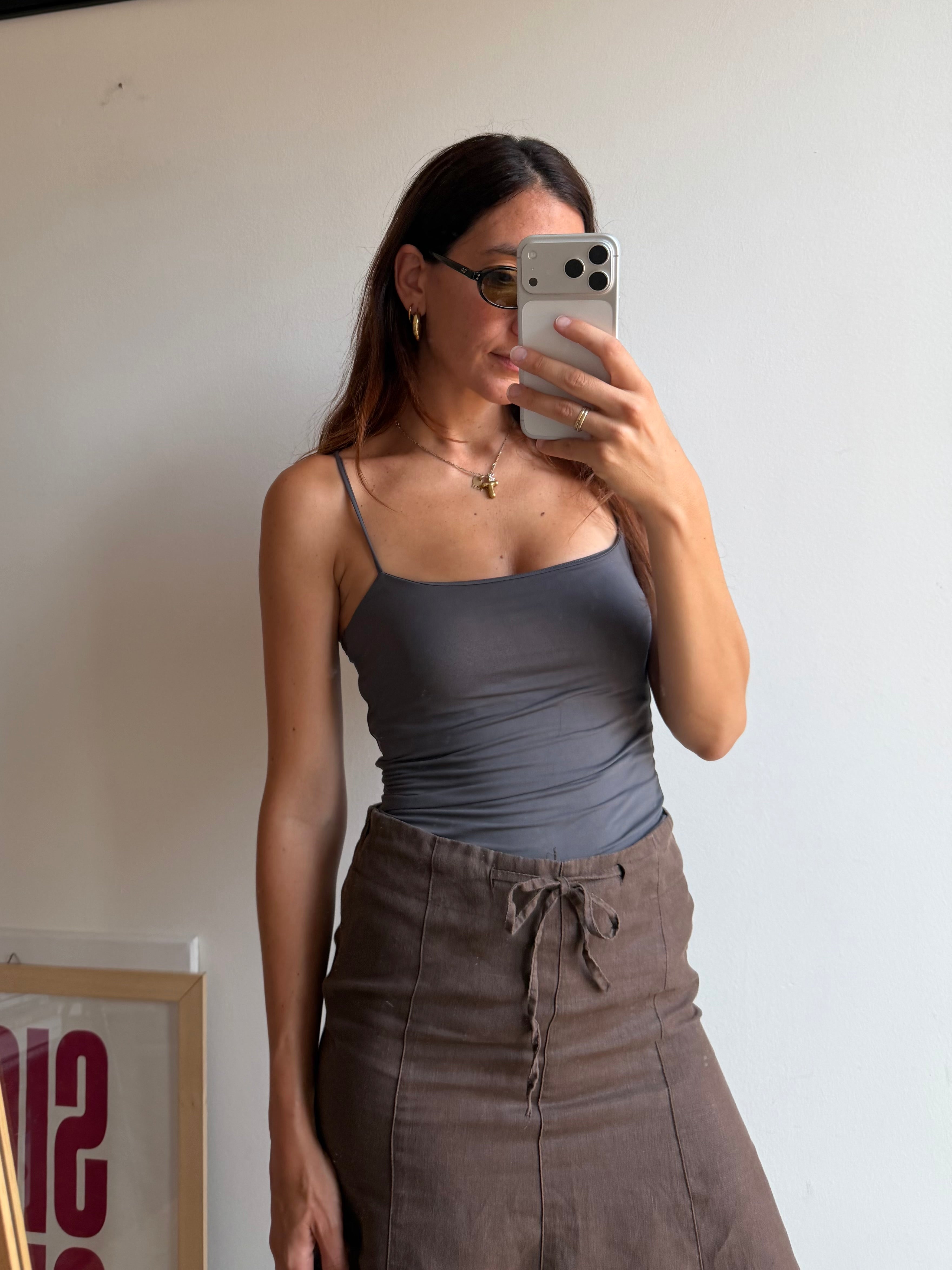 GONNA IN LINO MARRONE