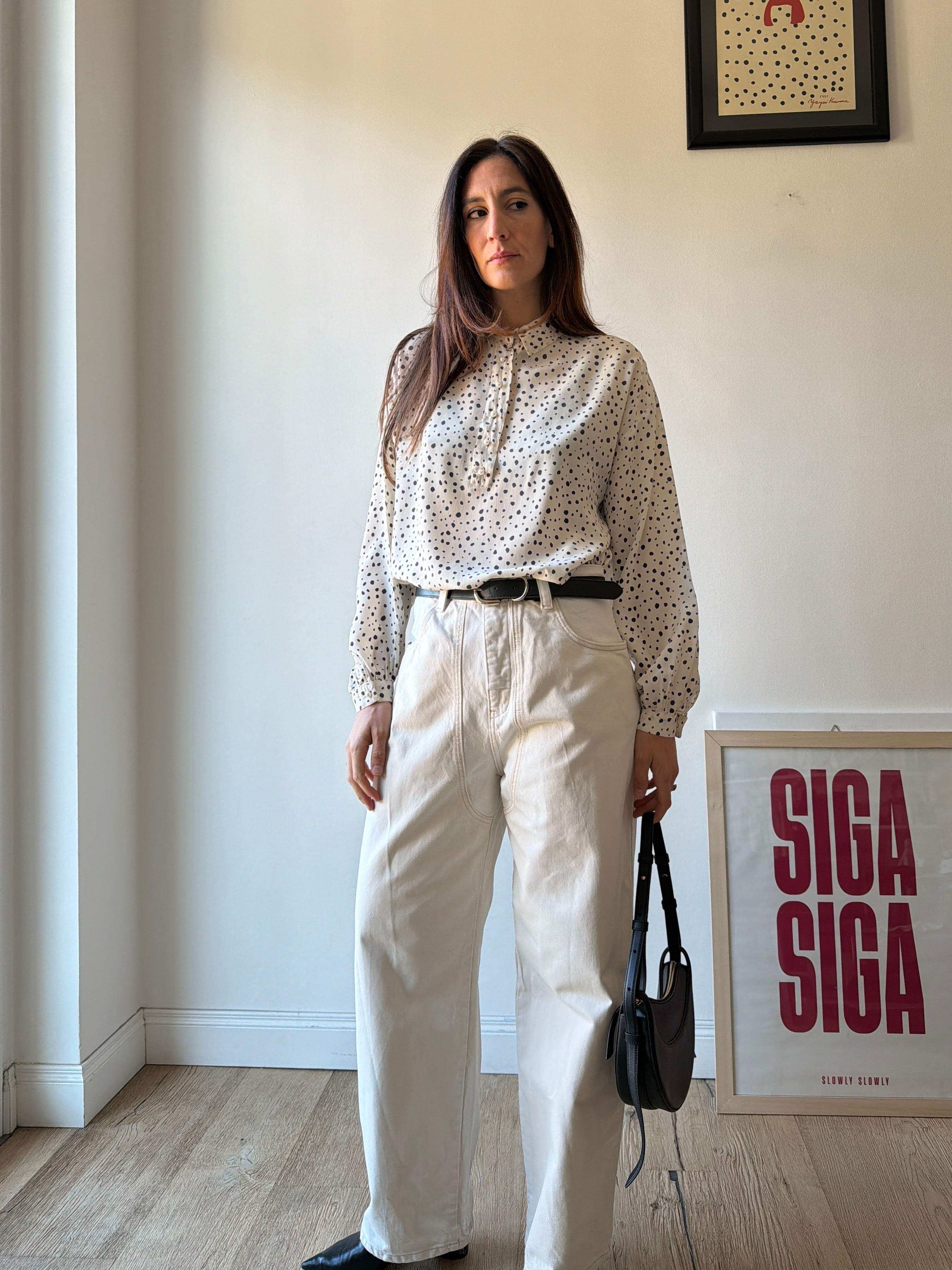 CAMICIA A POIS IN SETA
