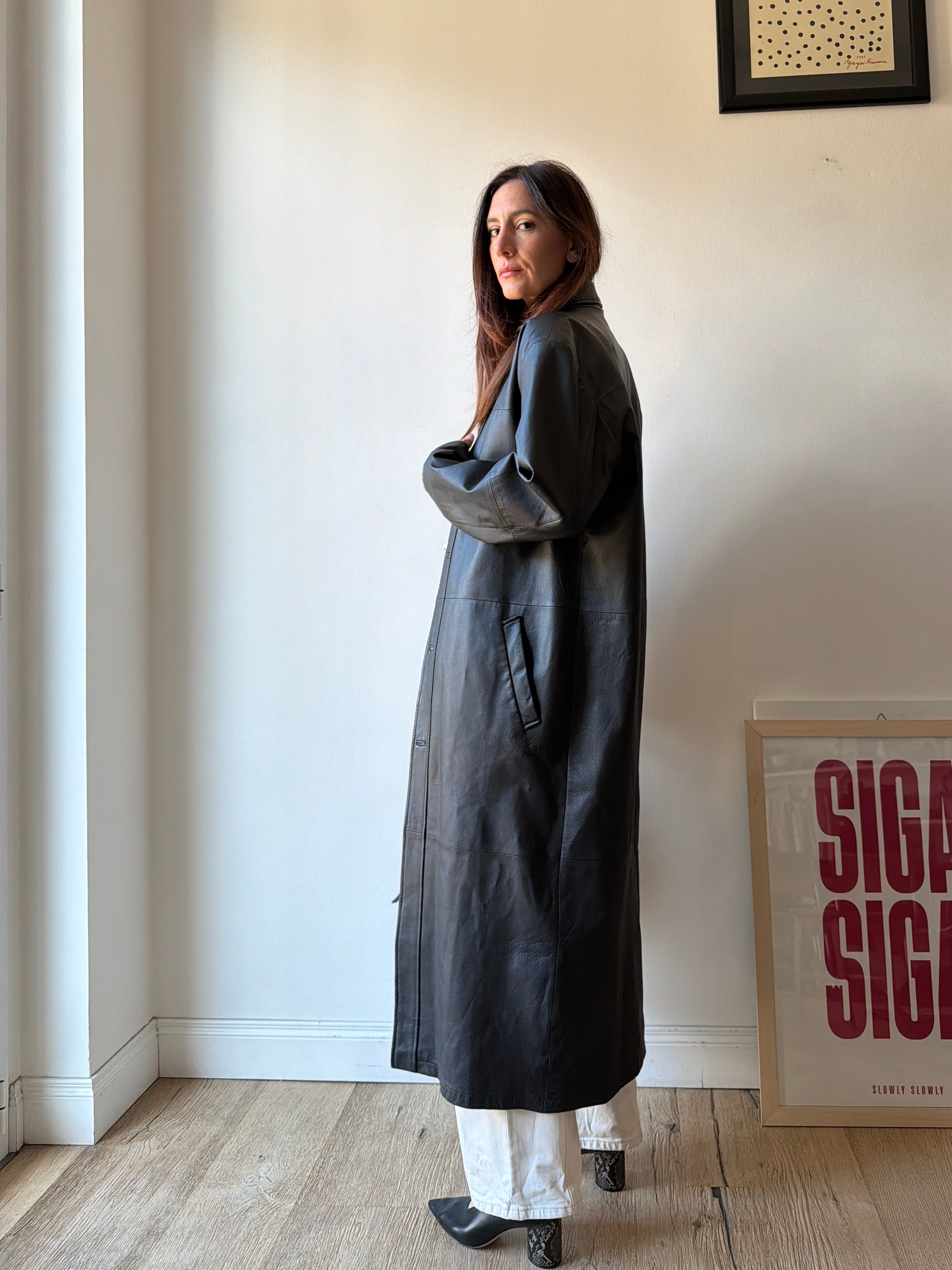 TRENCH IN PELLE NERA