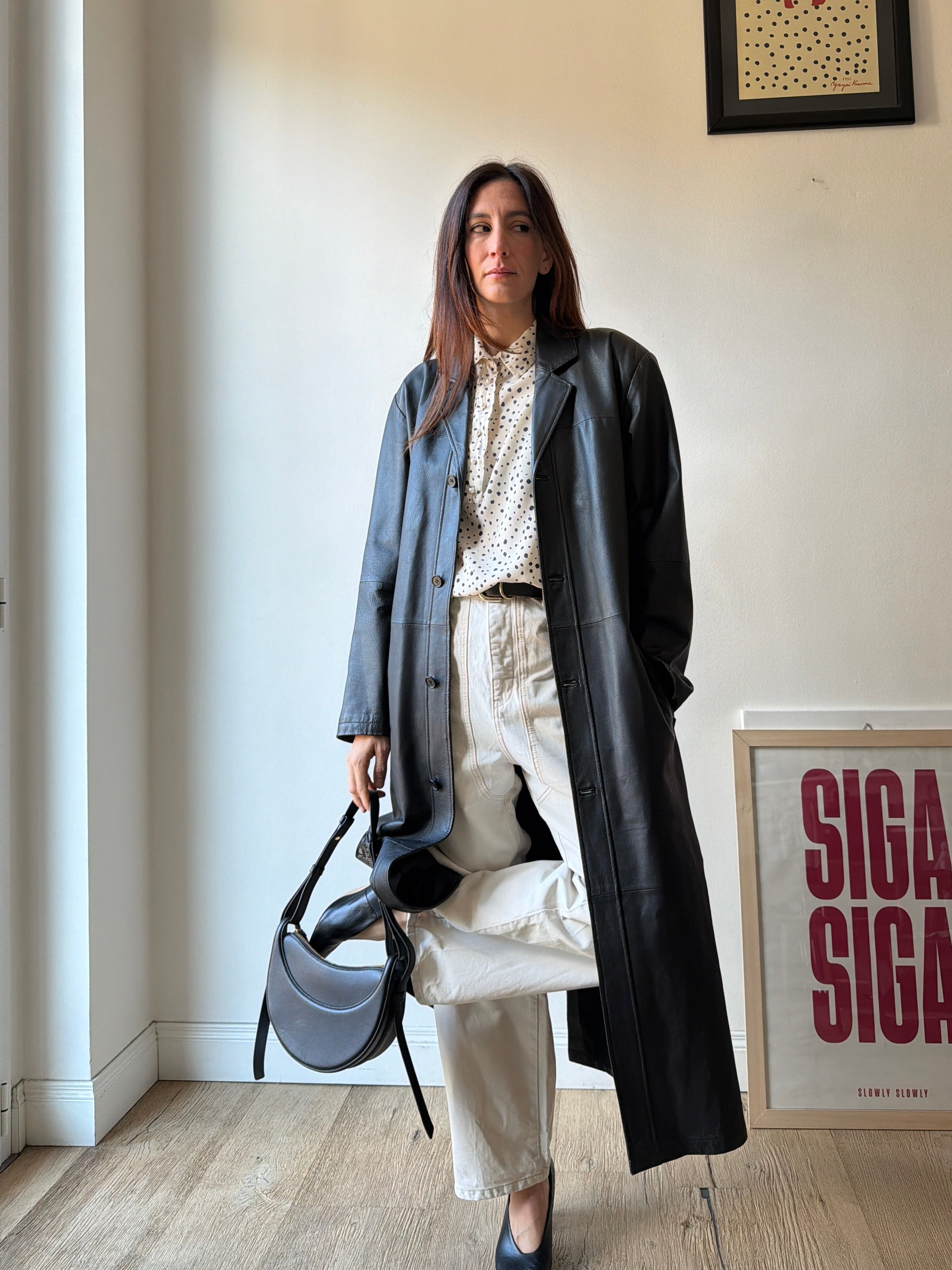 TRENCH IN PELLE NERA