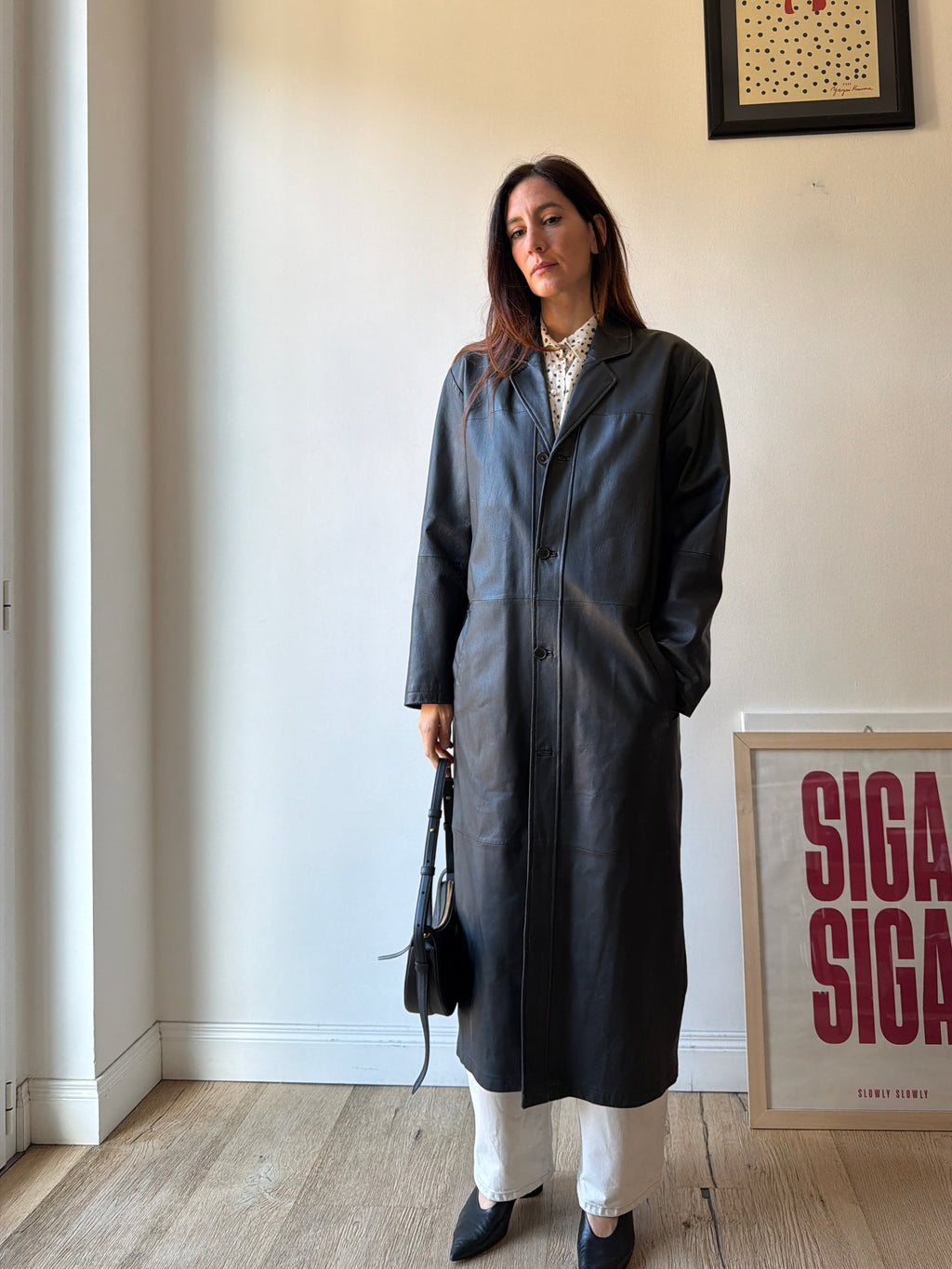 TRENCH IN PELLE NERA