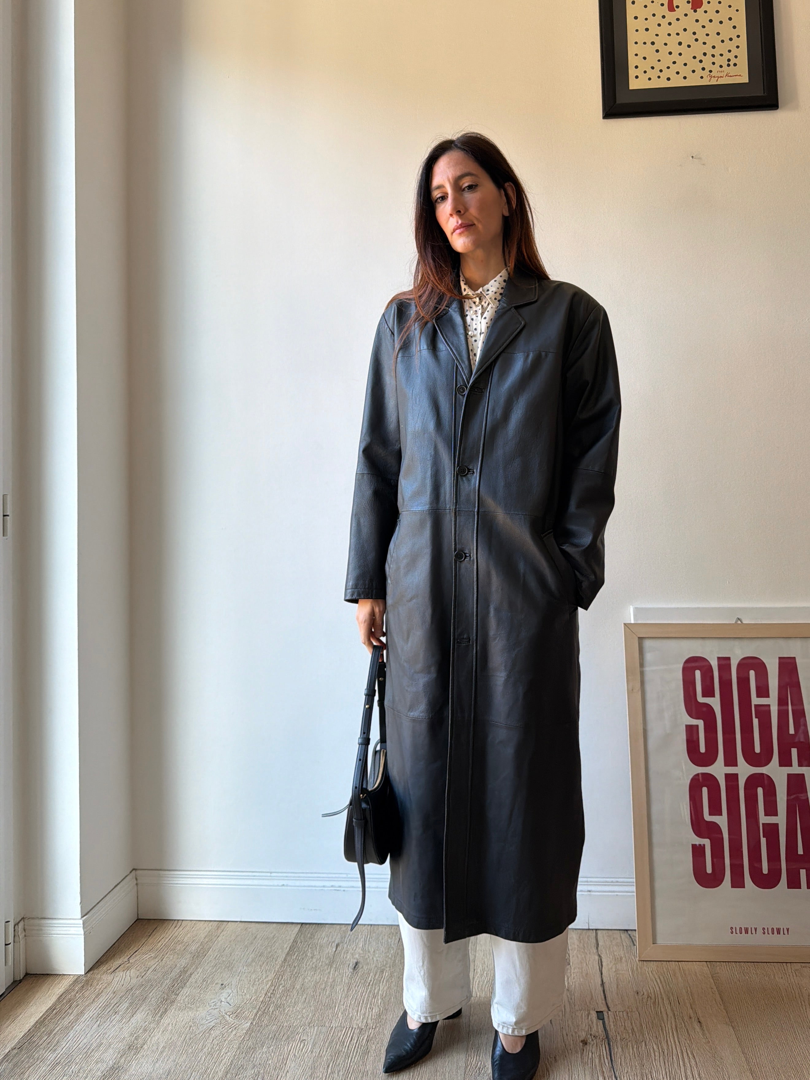 TRENCH IN PELLE NERA