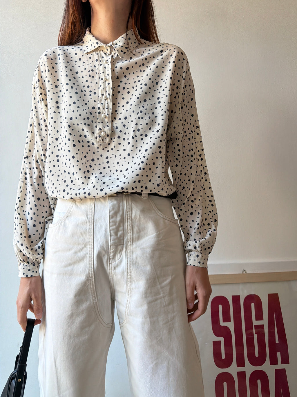CAMICIA A POIS IN SETA