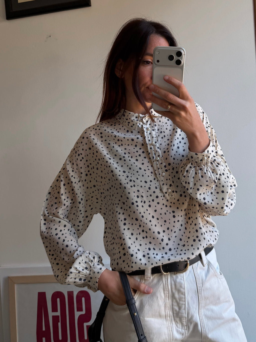 CAMICIA A POIS IN SETA