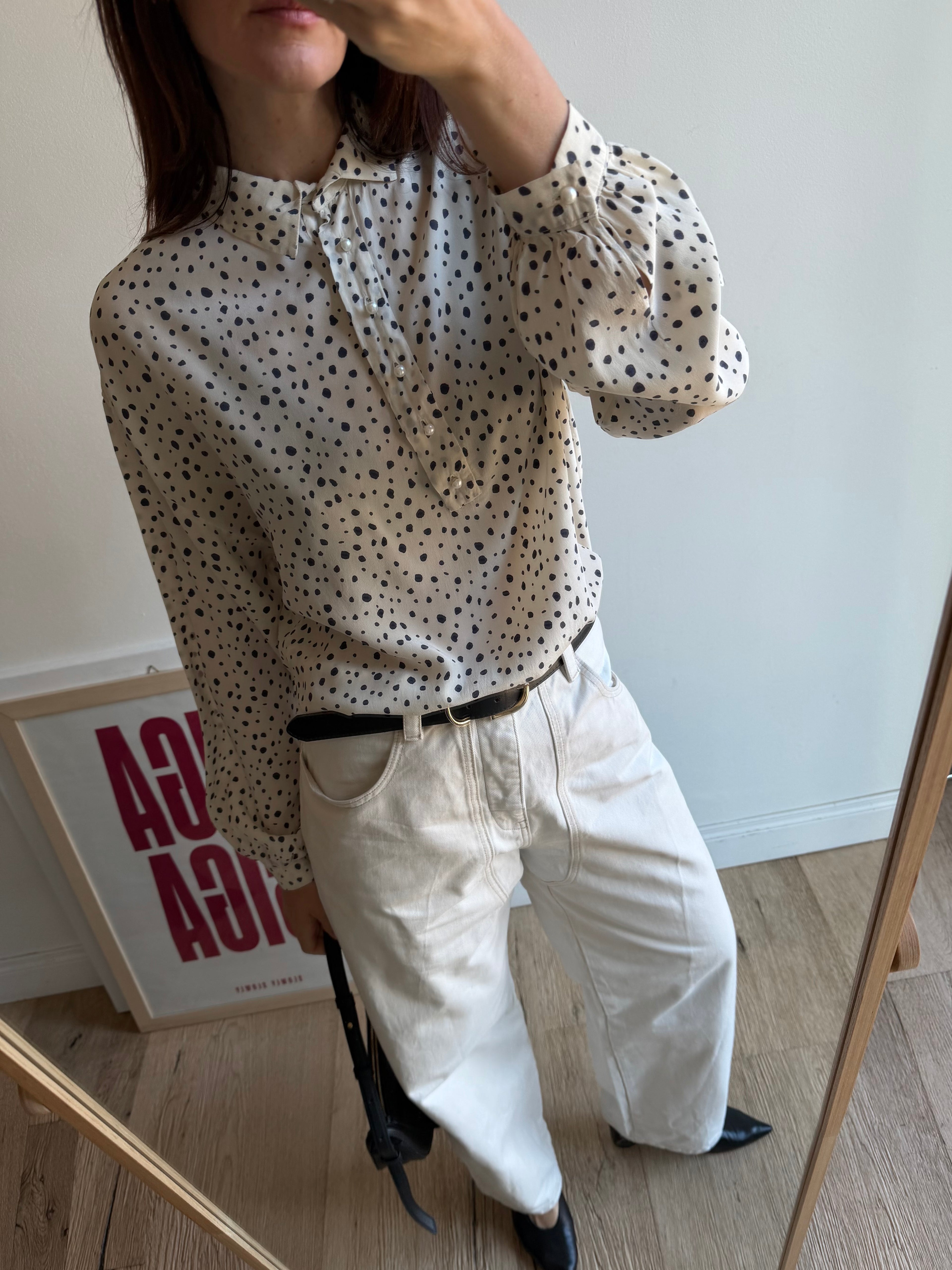 CAMICIA A POIS IN SETA