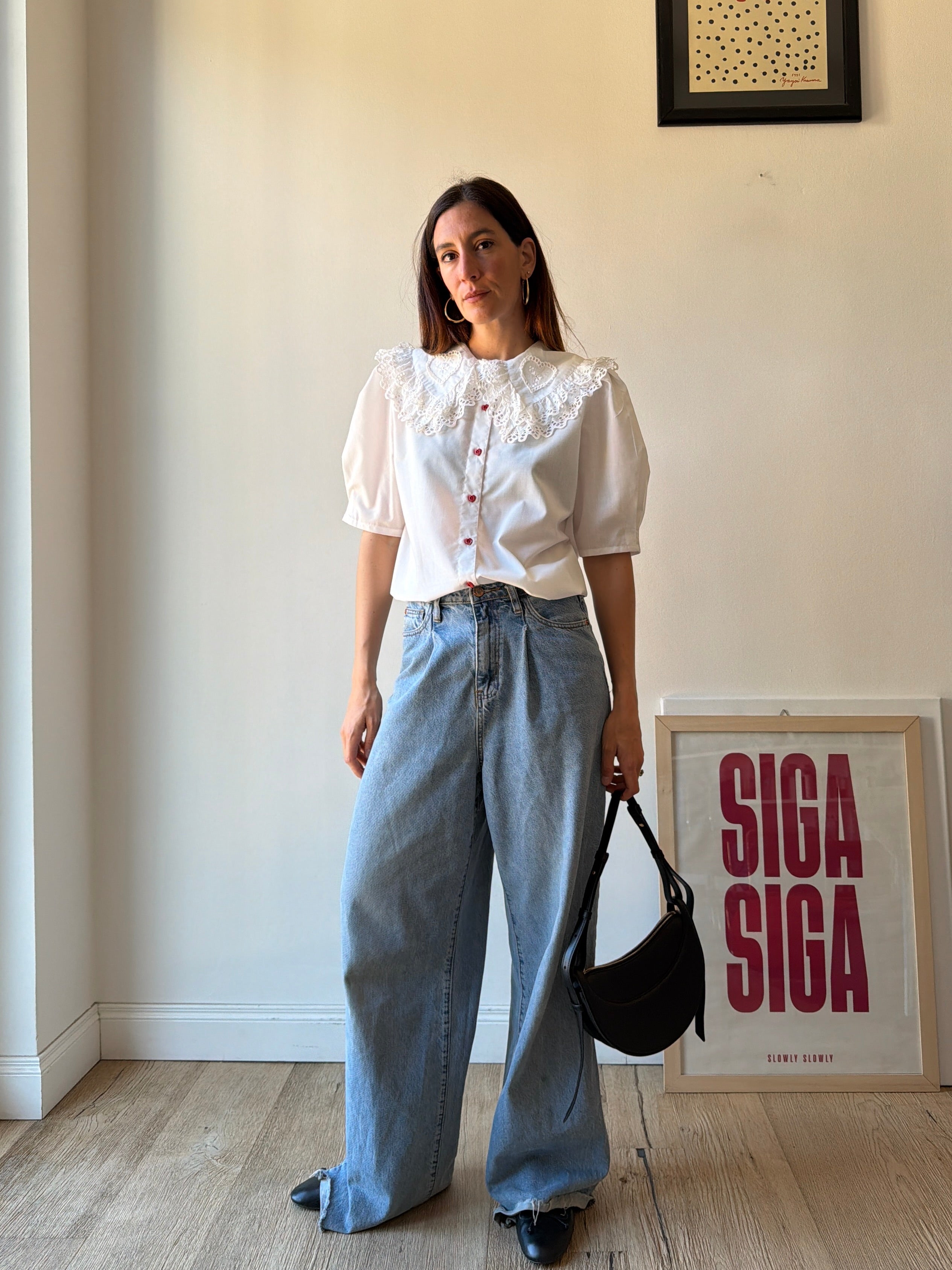 CAMICIA ROMANTICA CON MAXI COLLETTO A CUORE