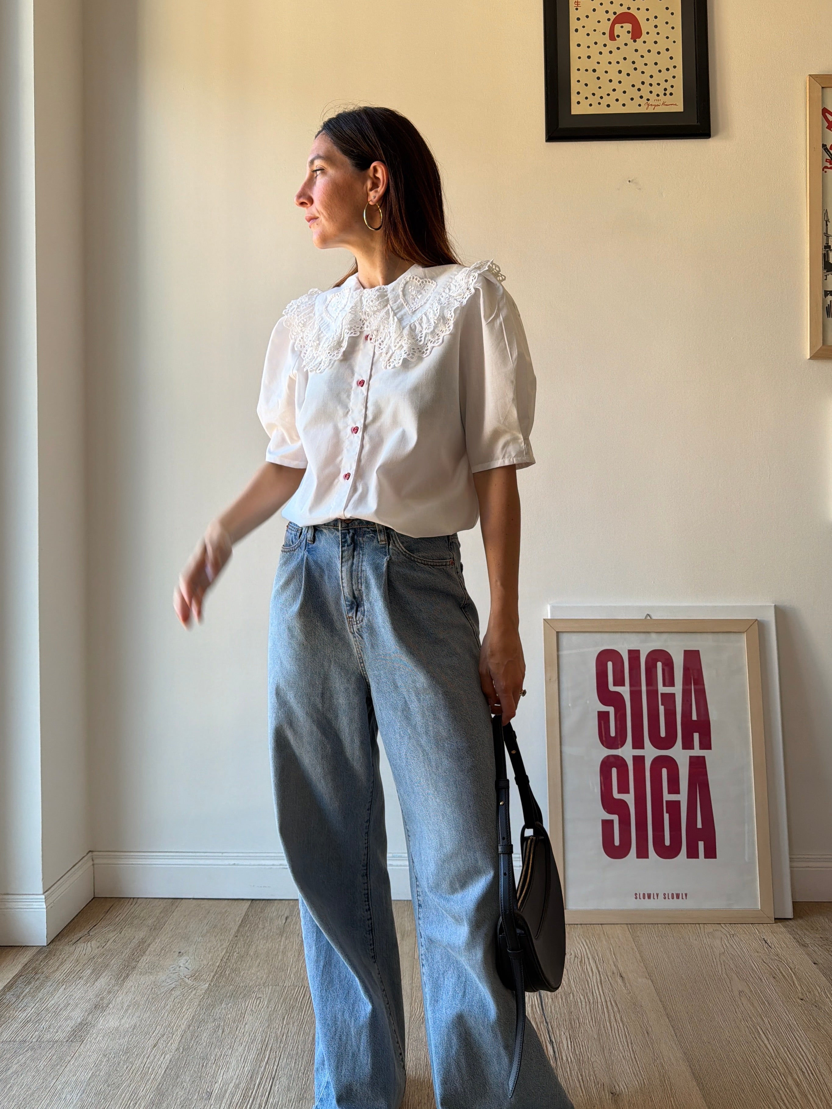 CAMICIA ROMANTICA CON MAXI COLLETTO A CUORE