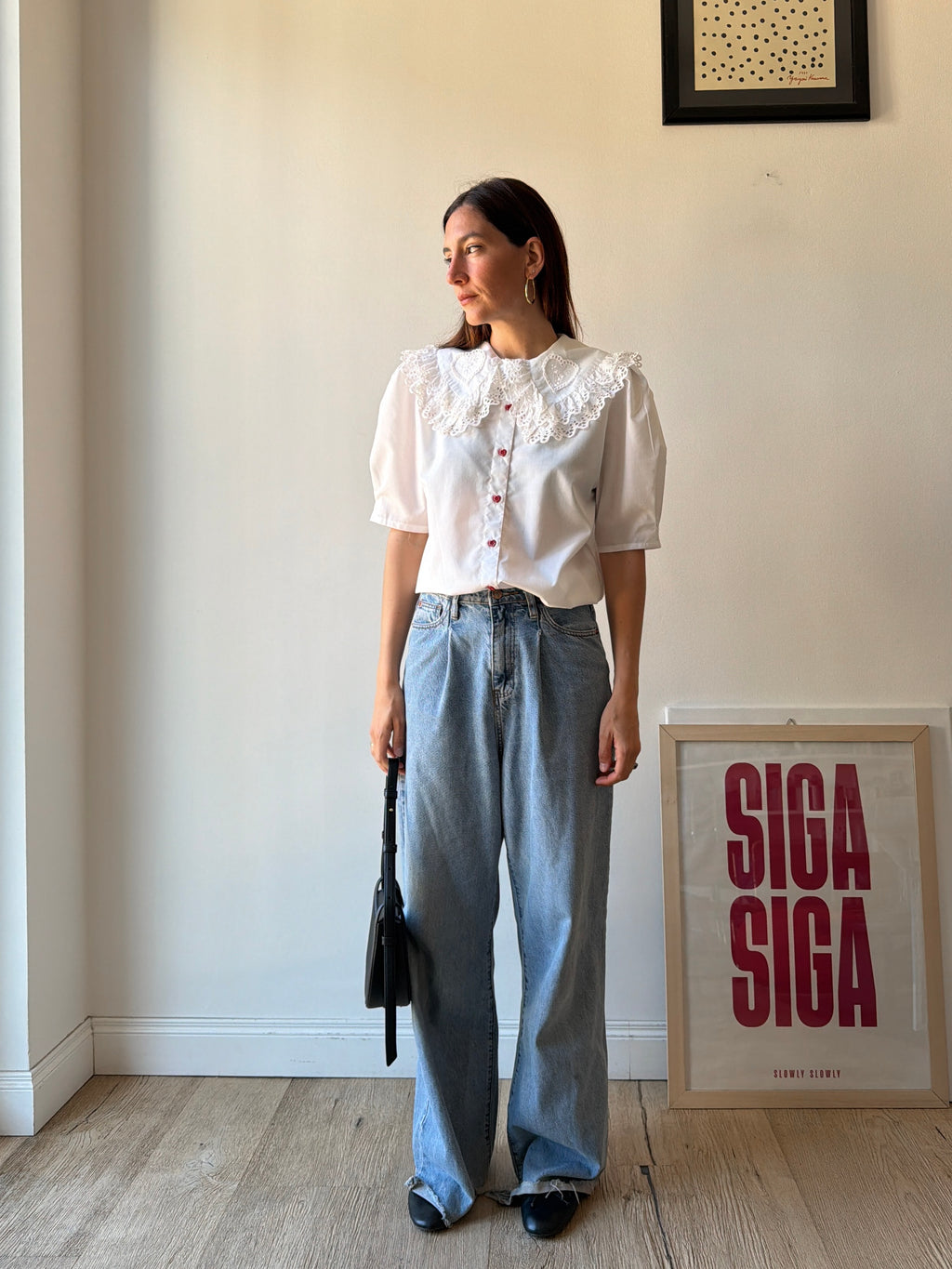 CAMICIA ROMANTICA CON MAXI COLLETTO A CUORE