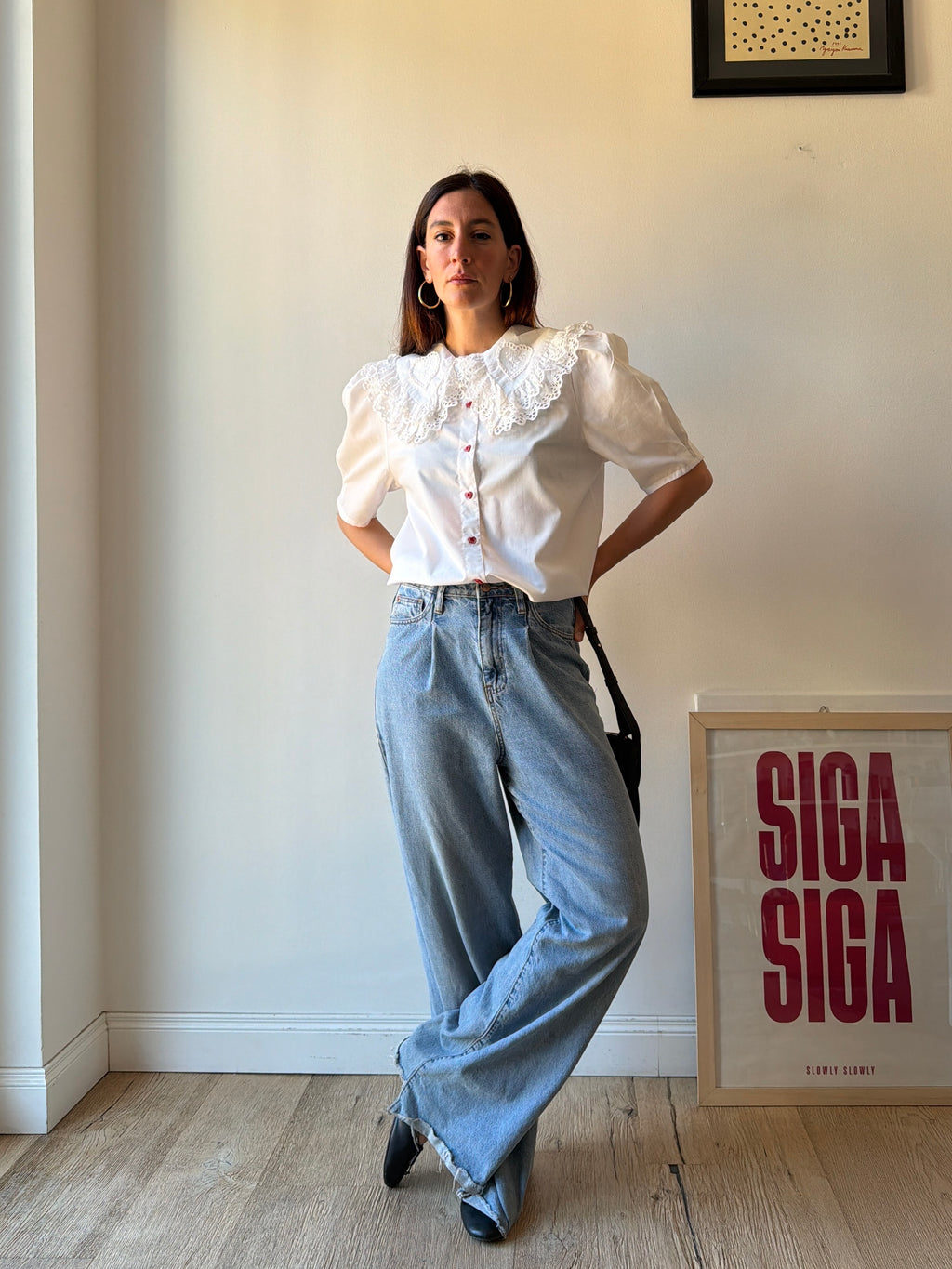 CAMICIA ROMANTICA CON MAXI COLLETTO A CUORE