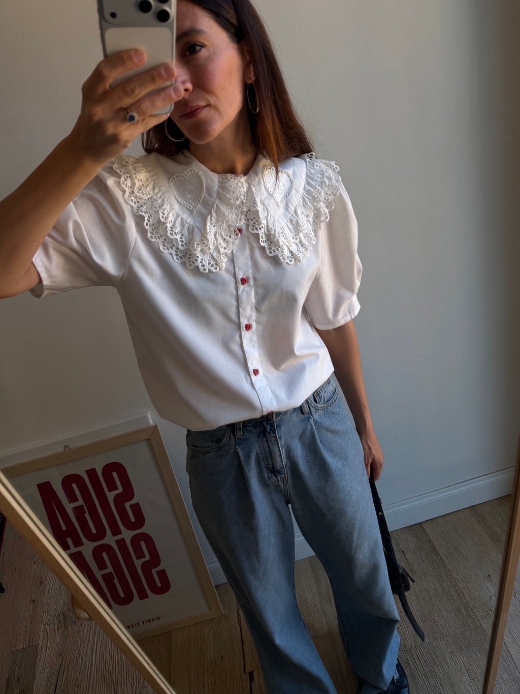 CAMICIA ROMANTICA CON MAXI COLLETTO A CUORE