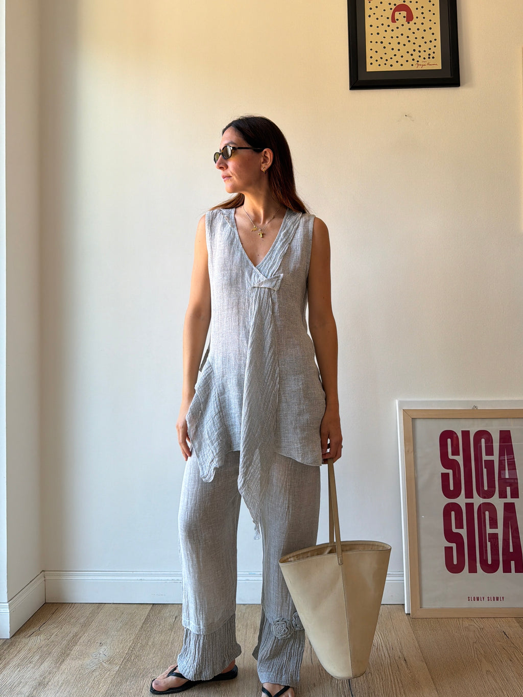 COMPLETO IN LINO GRIGIO