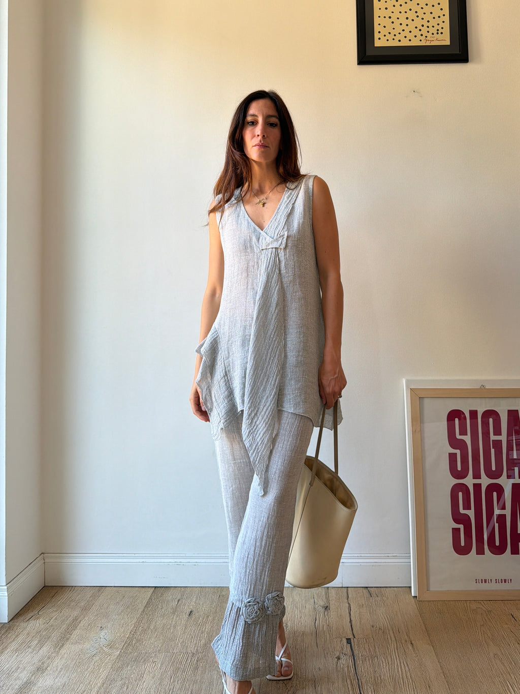 COMPLETO IN LINO GRIGIO