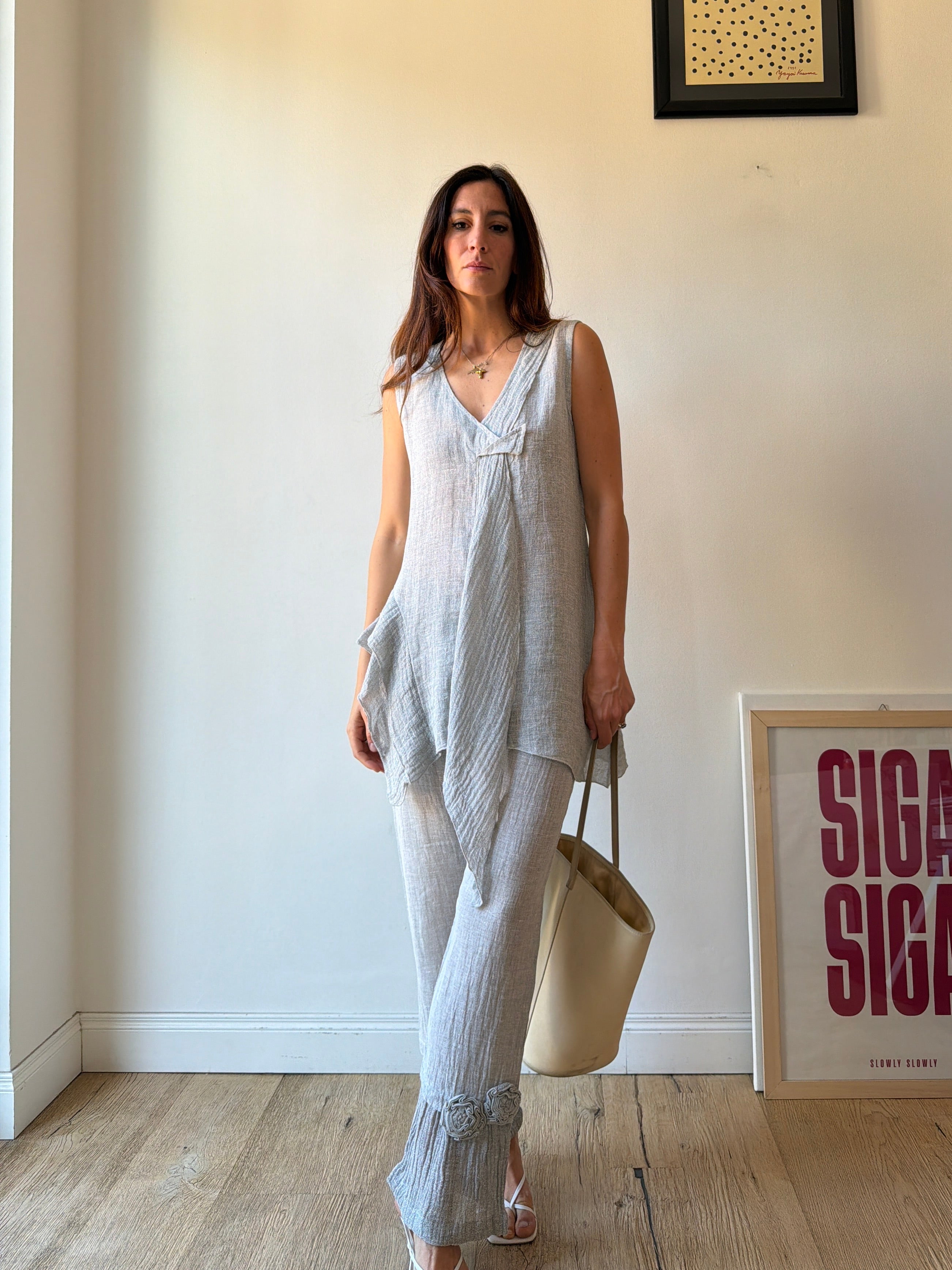 COMPLETO IN LINO GRIGIO