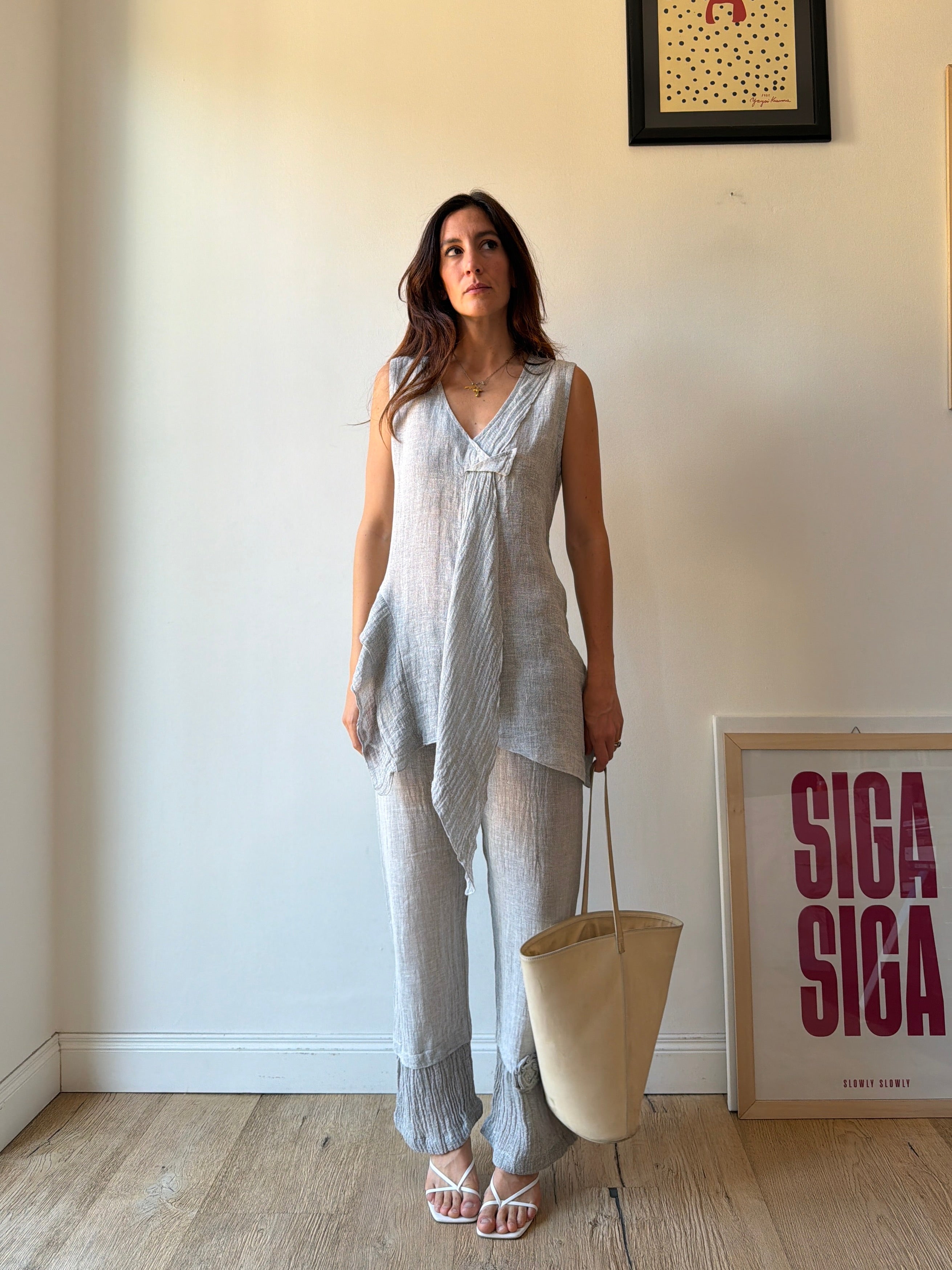 COMPLETO IN LINO GRIGIO