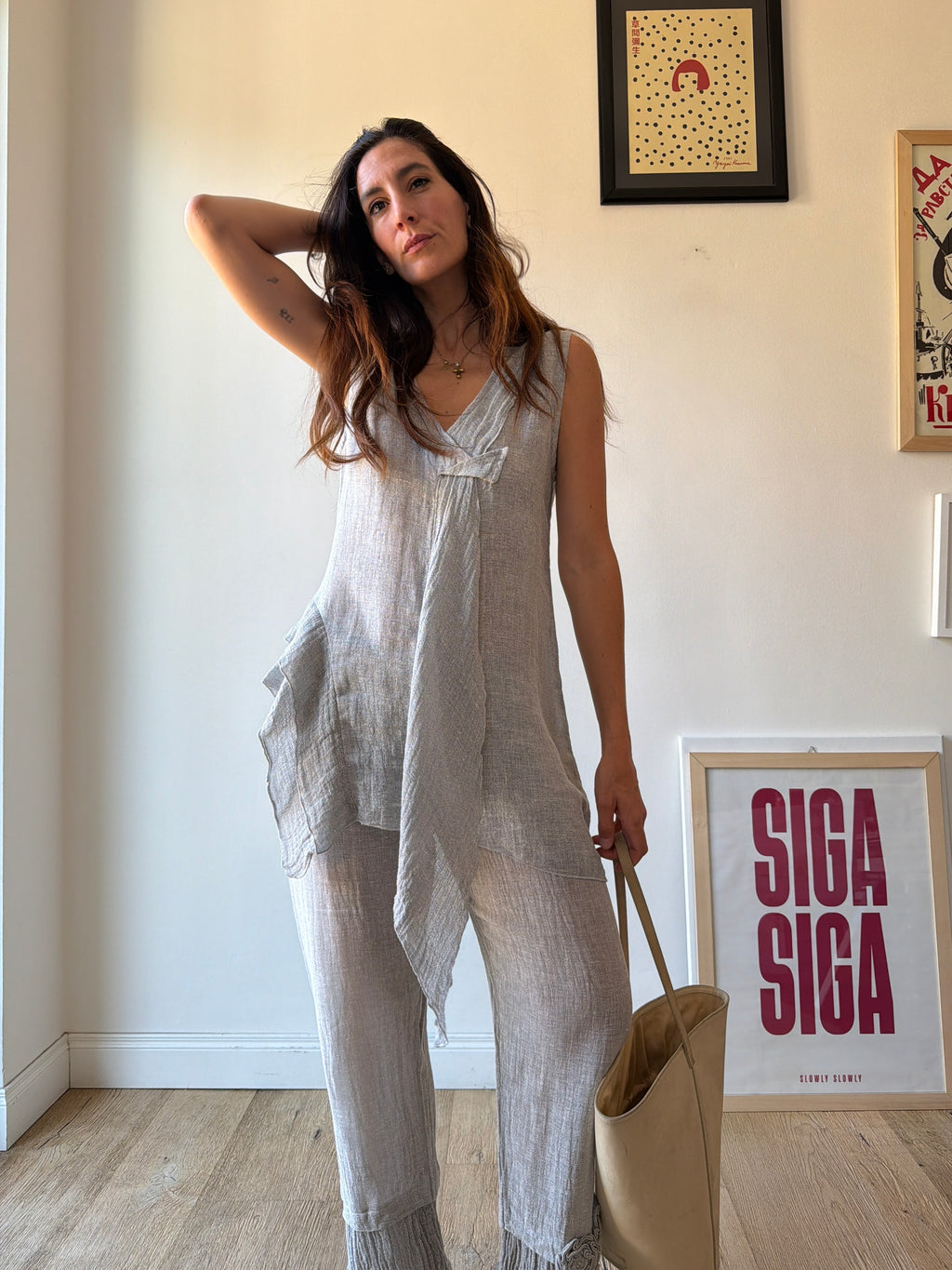 COMPLETO IN LINO GRIGIO
