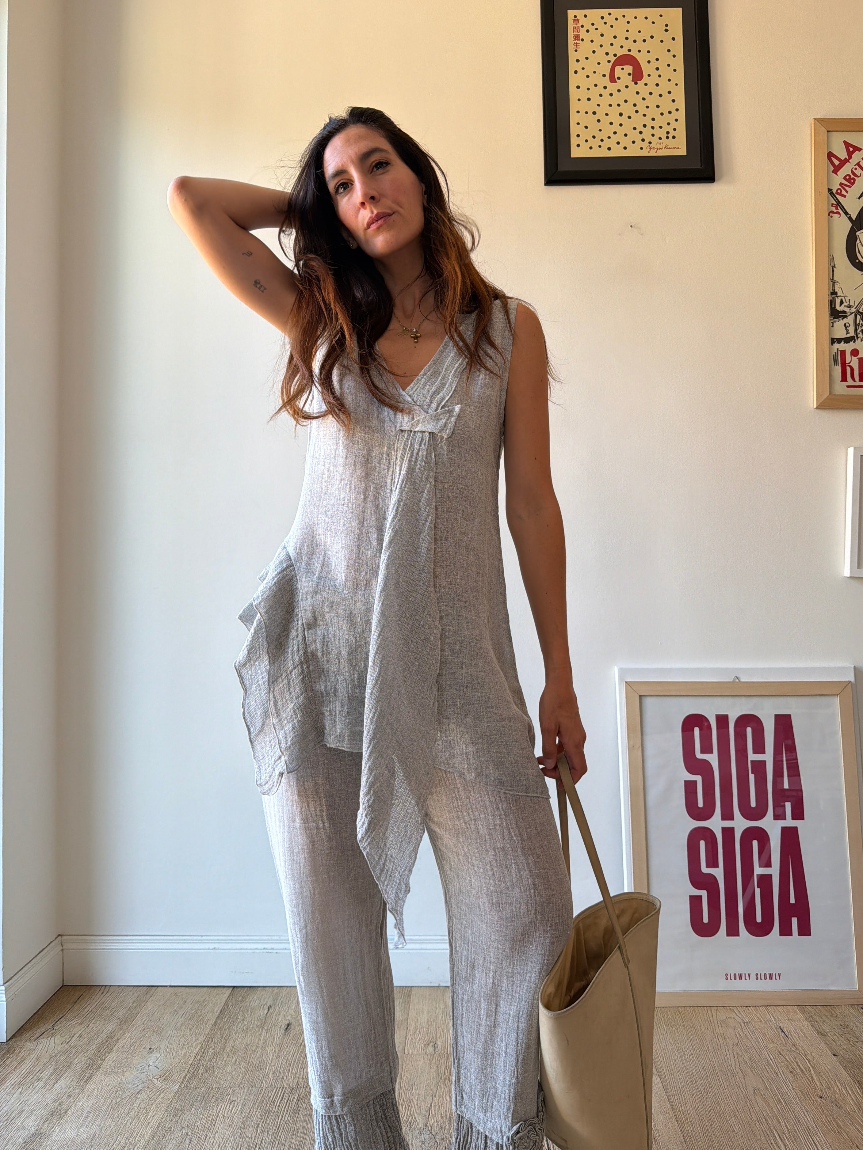COMPLETO IN LINO GRIGIO