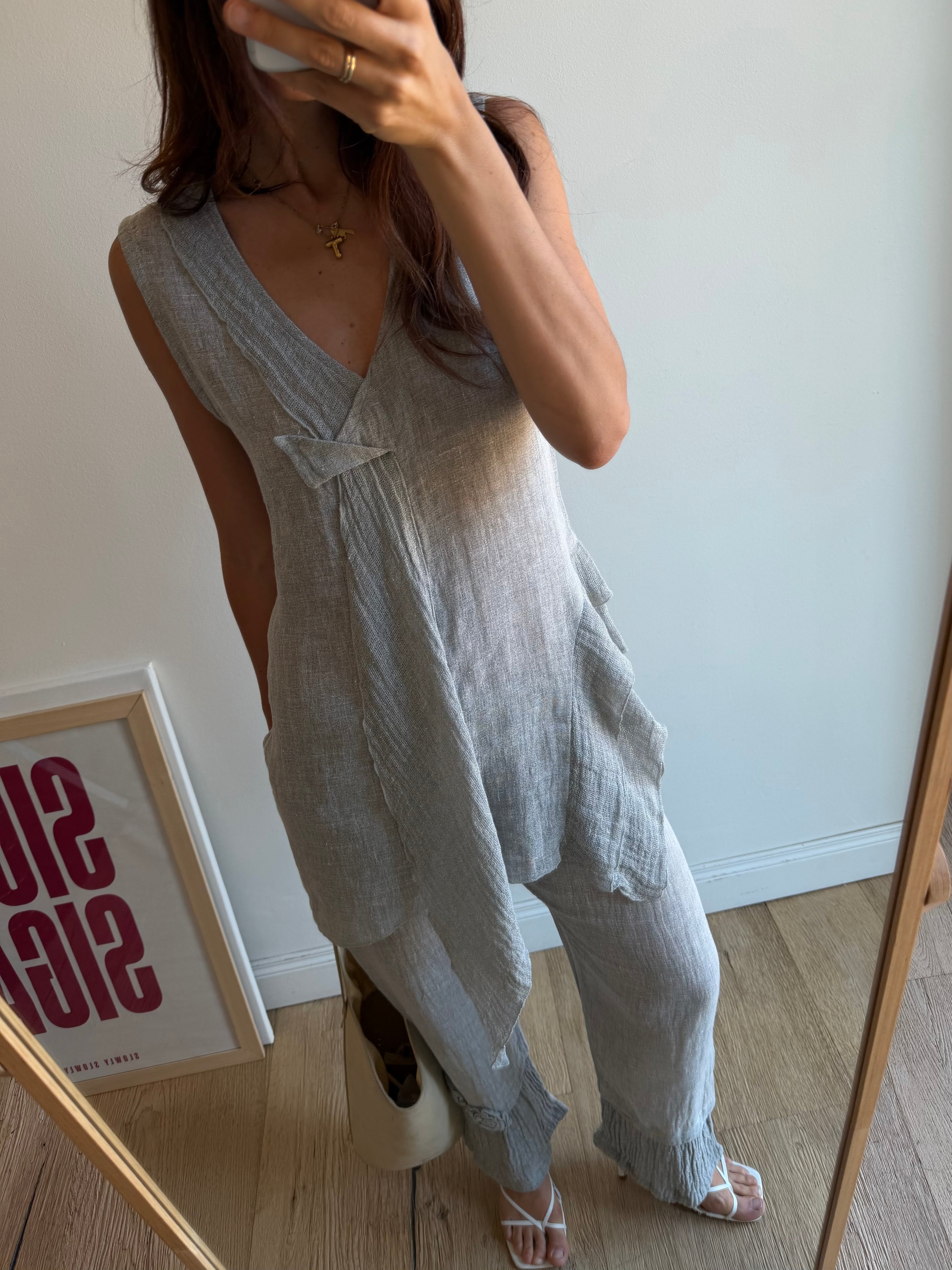 COMPLETO IN LINO GRIGIO