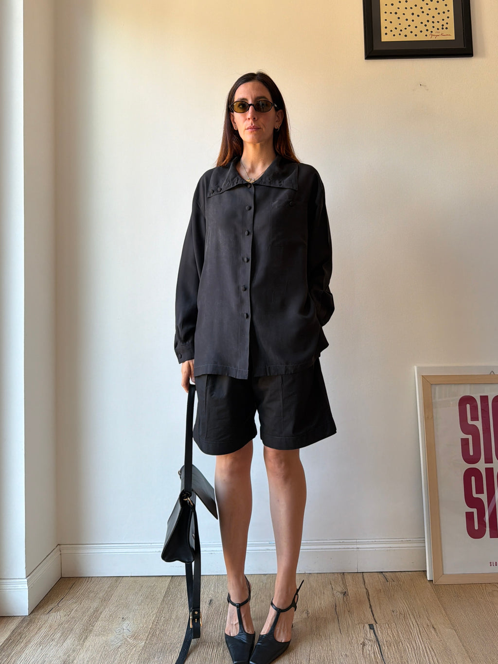 CAMICIA NERA IN SETA
