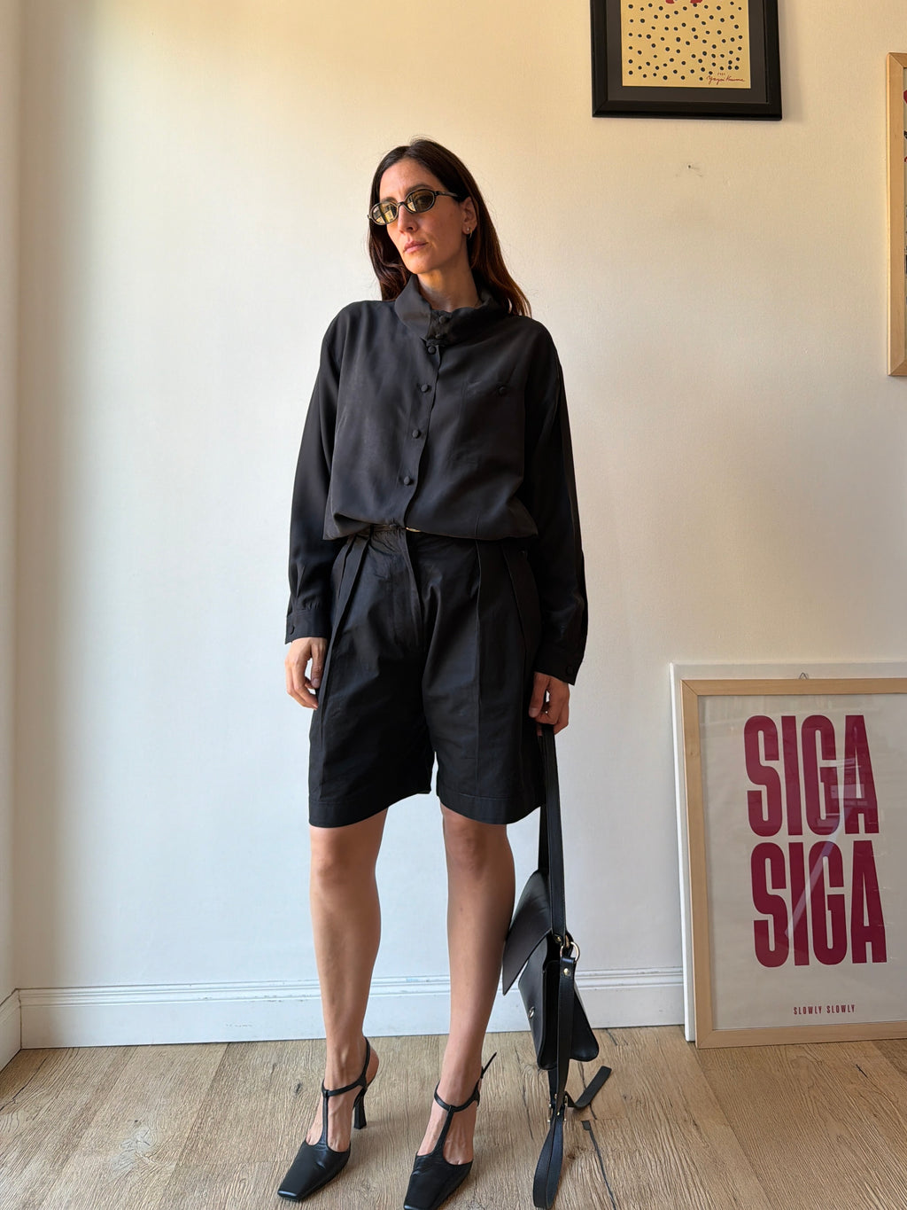 CAMICIA NERA IN SETA