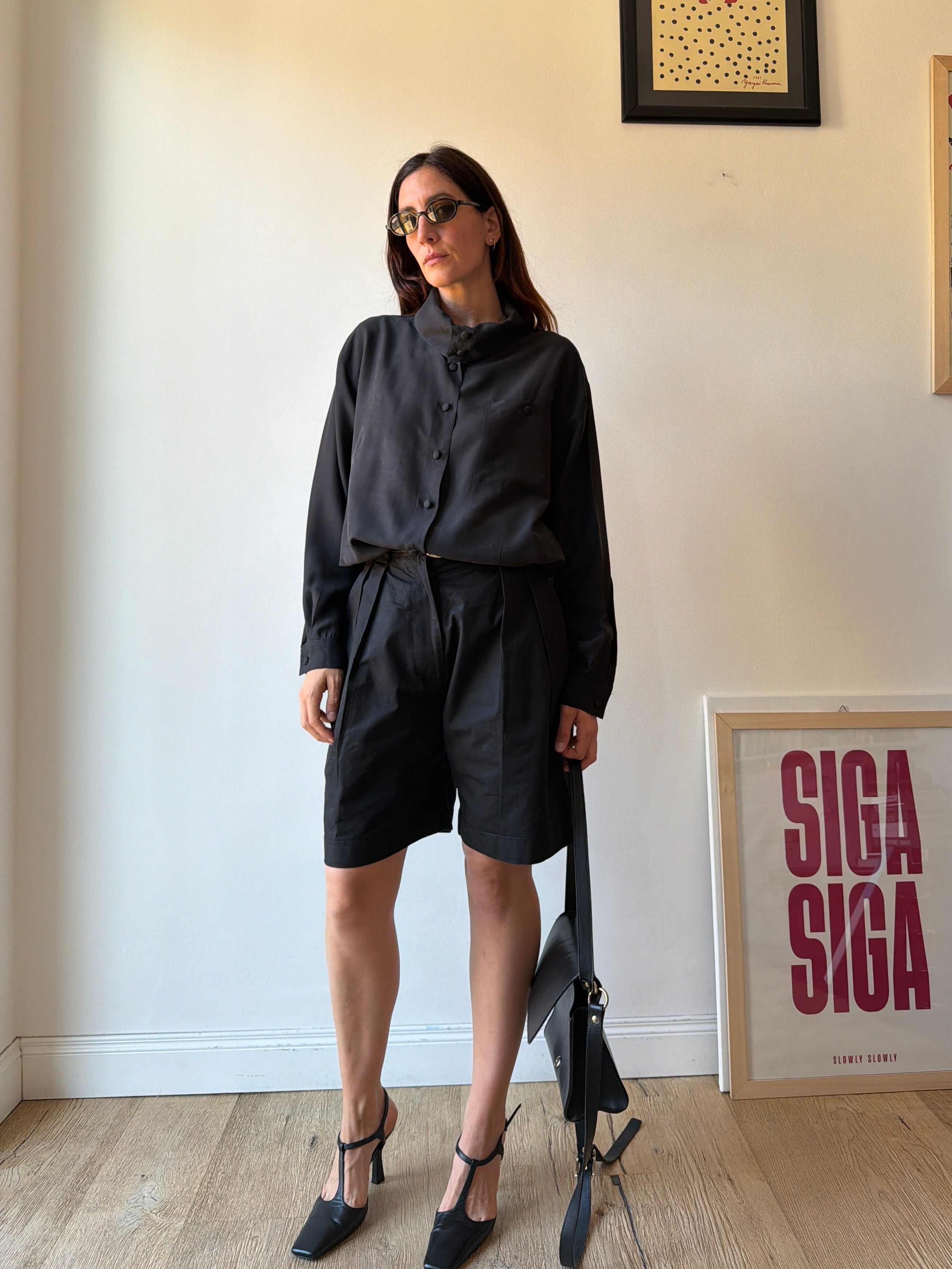 CAMICIA NERA IN SETA