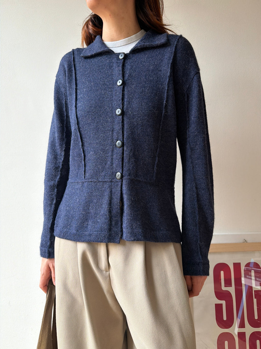 CARDIGAN BLU ALPACA