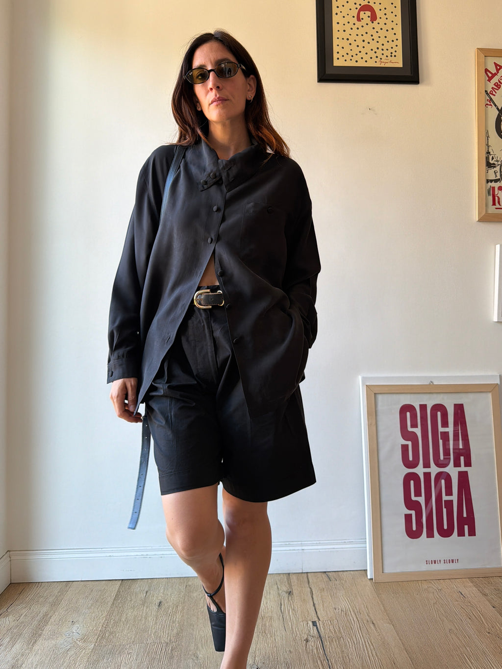 CAMICIA NERA IN SETA