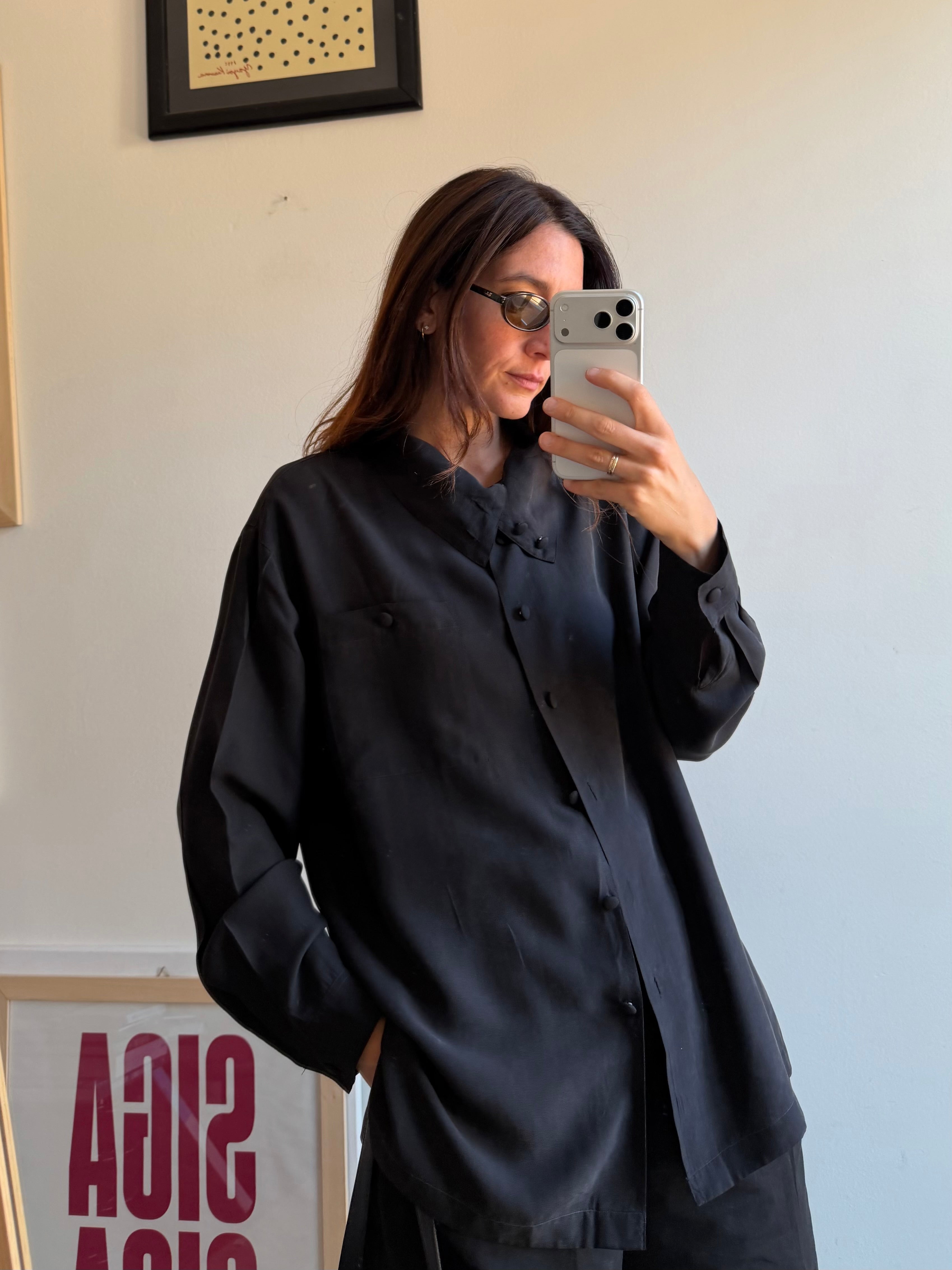 CAMICIA NERA IN SETA