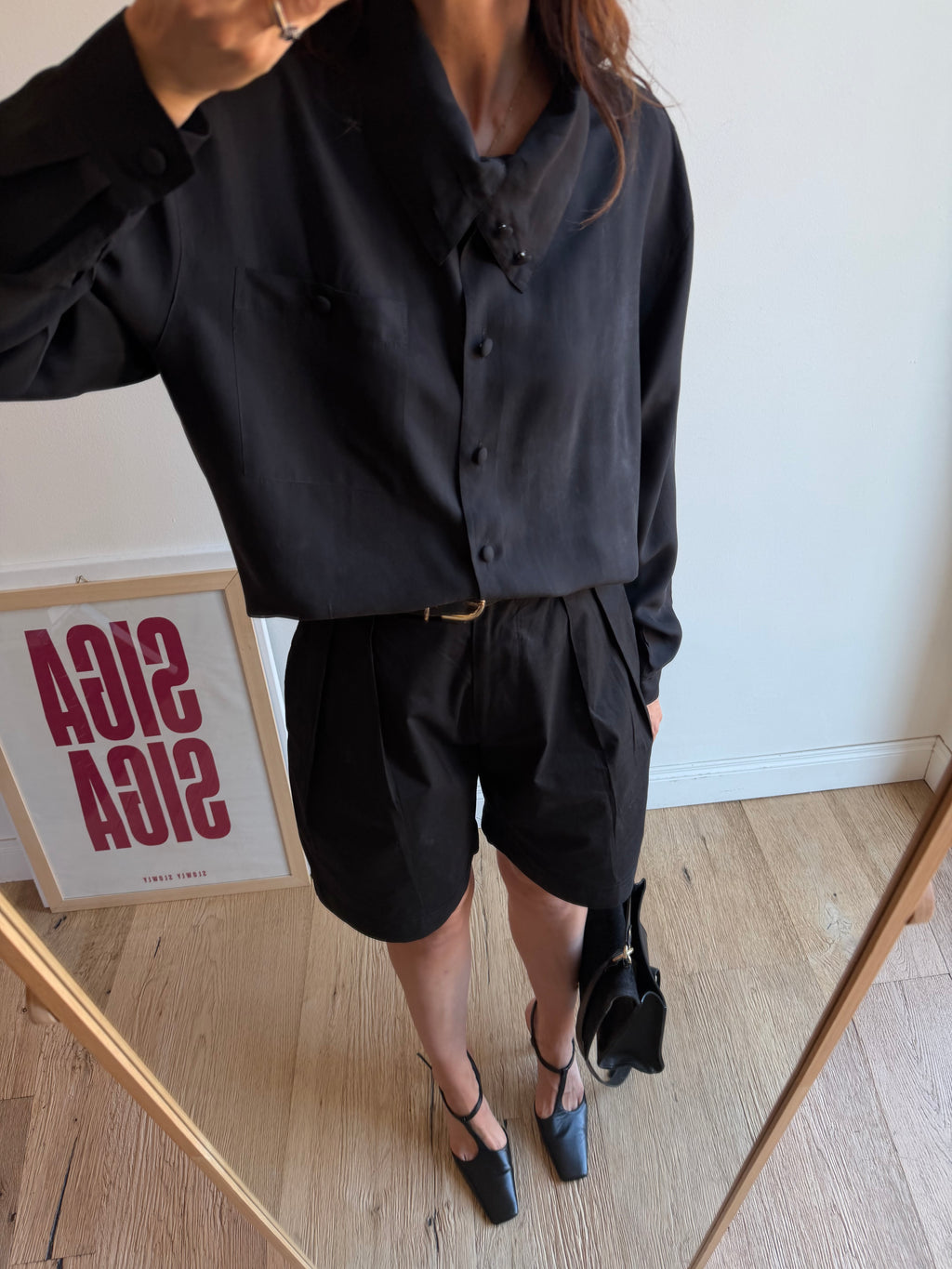 CAMICIA NERA IN SETA