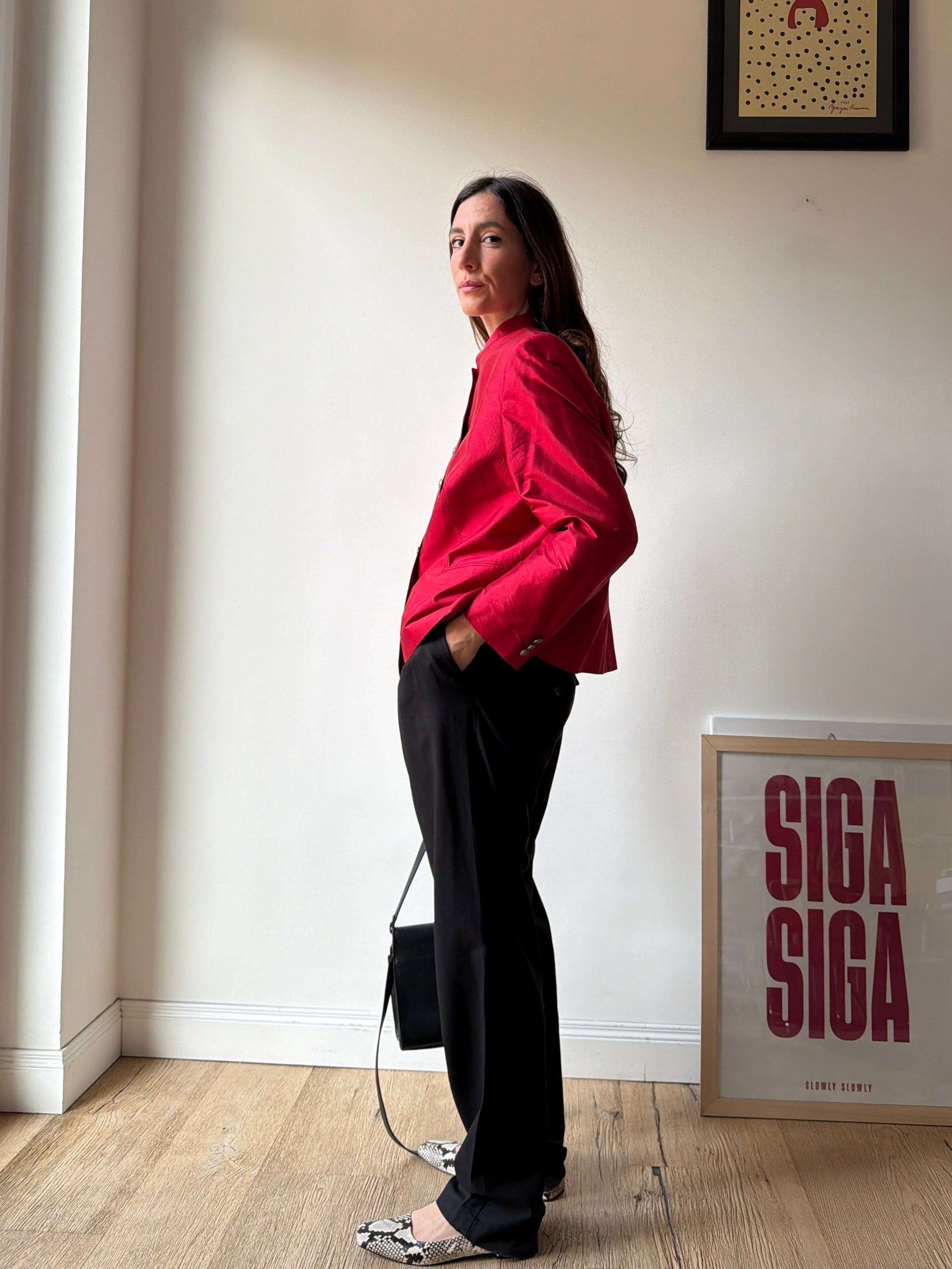 BLAZER ROSSO IN SETA