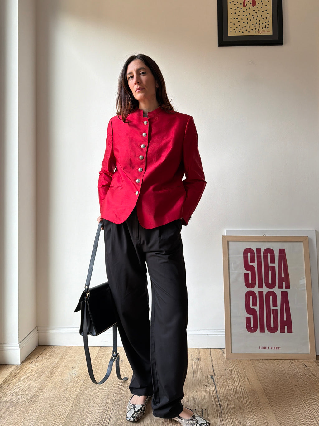 BLAZER ROSSO IN SETA