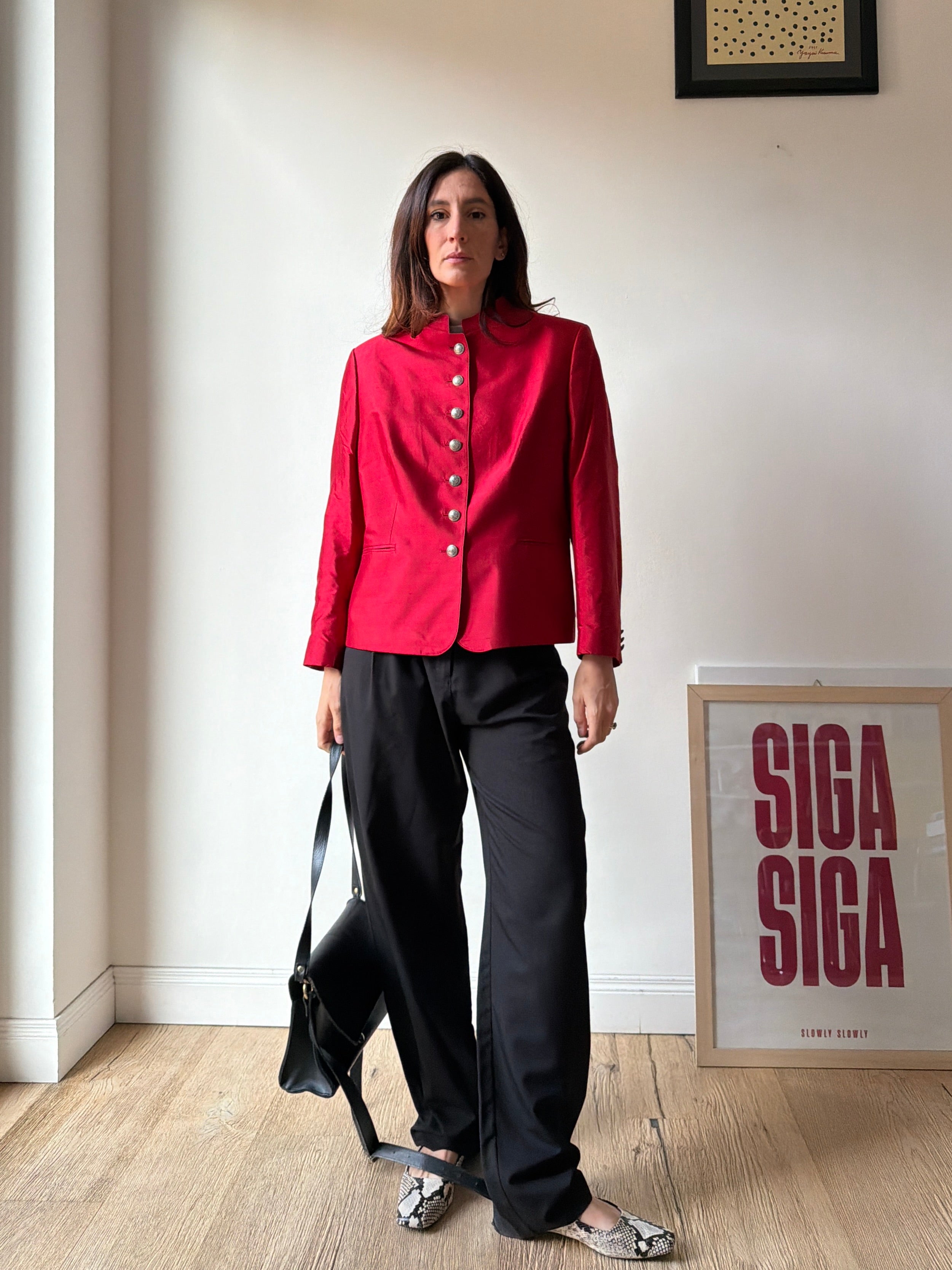 BLAZER ROSSO IN SETA