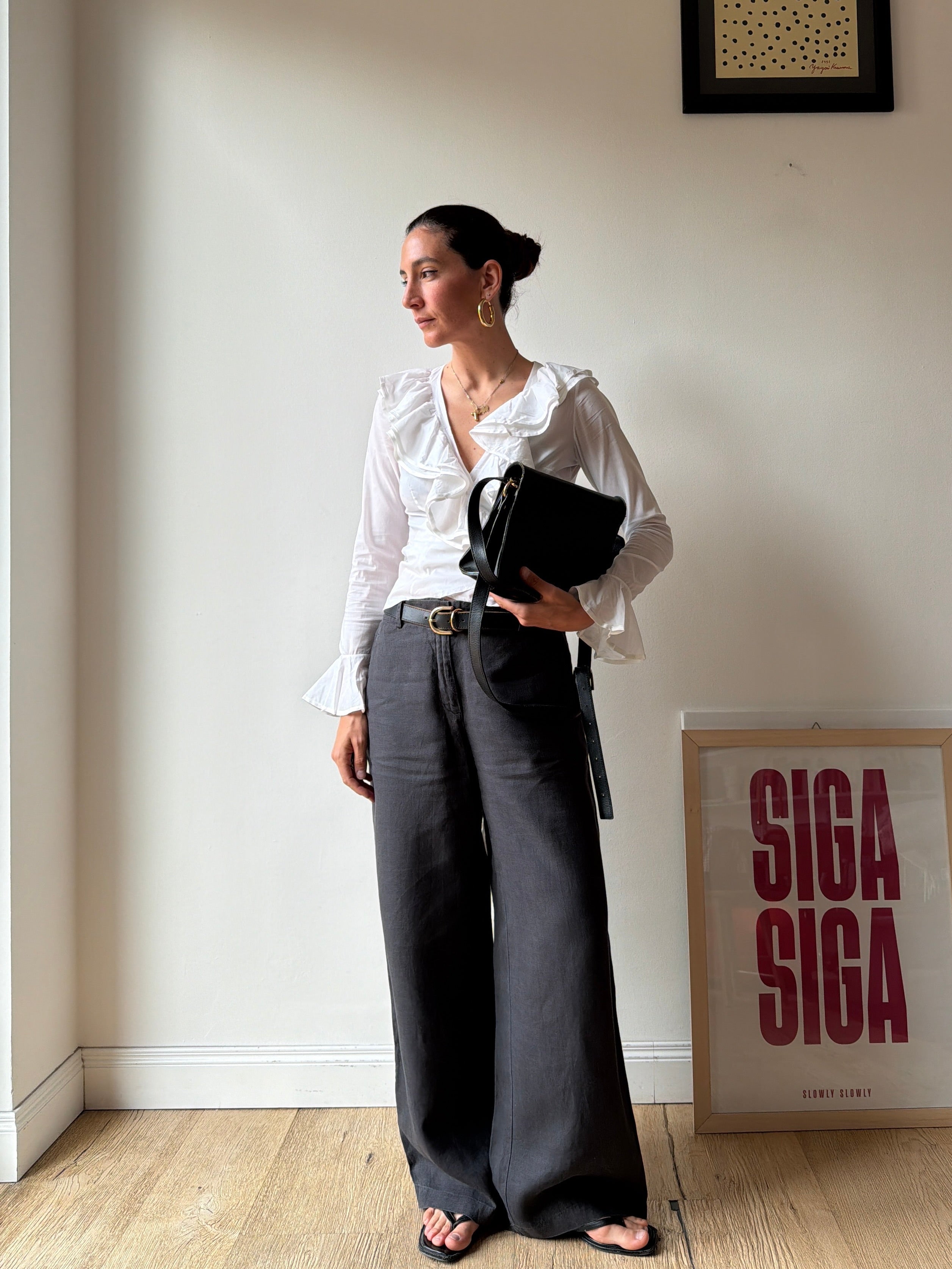 PANTALONE IN LINO WIDE LEG