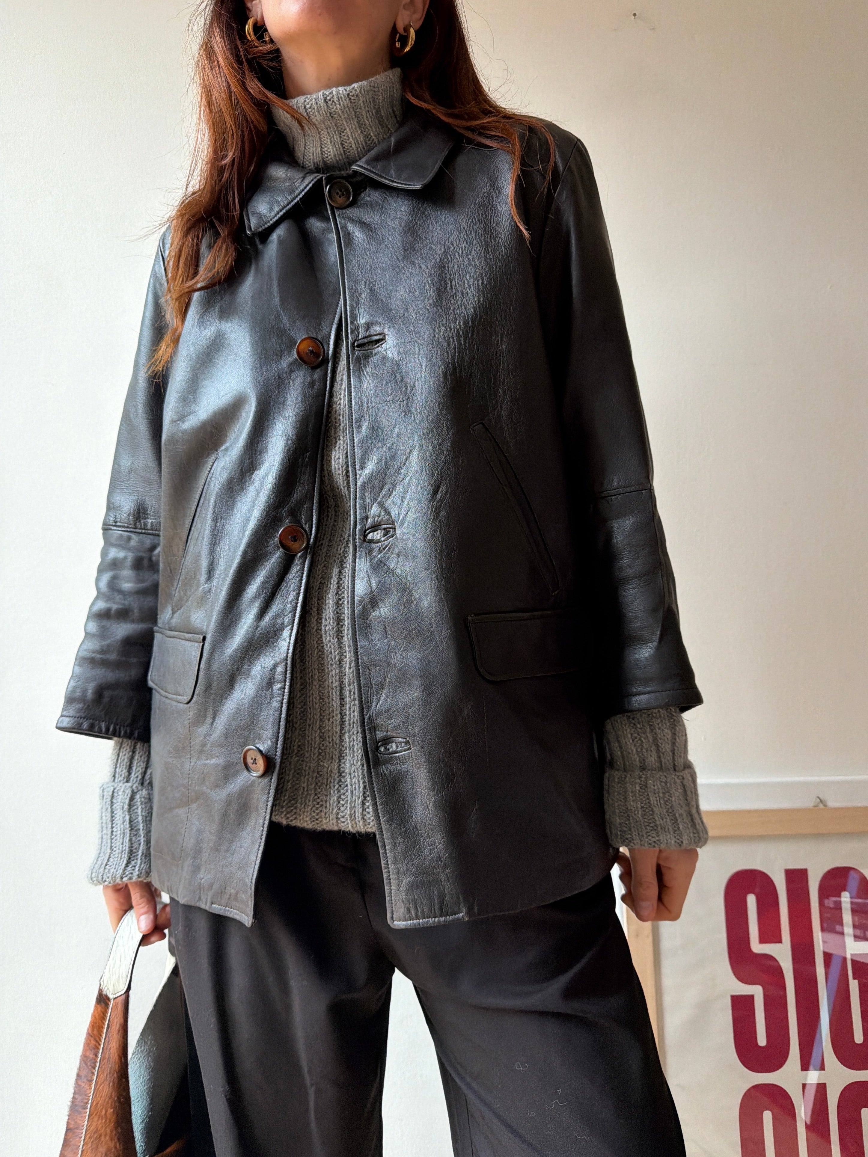 GIACCA IN PELLE NERA