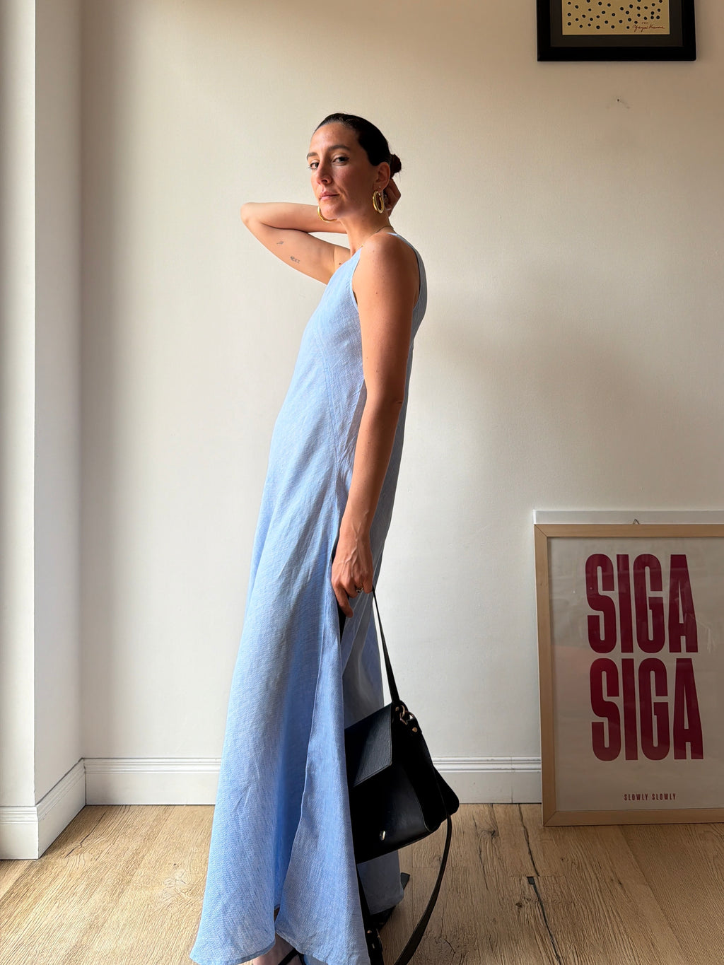 TUTA IN LINO AZZURRO