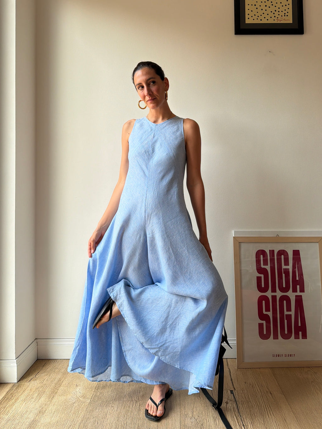TUTA IN LINO AZZURRO