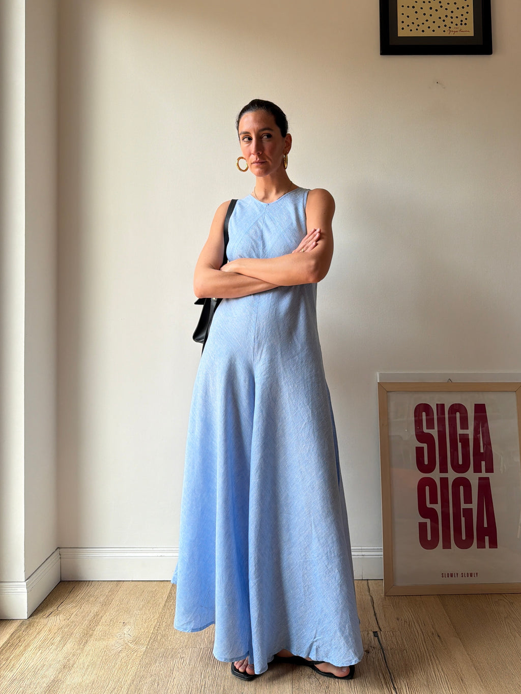 TUTA IN LINO AZZURRO