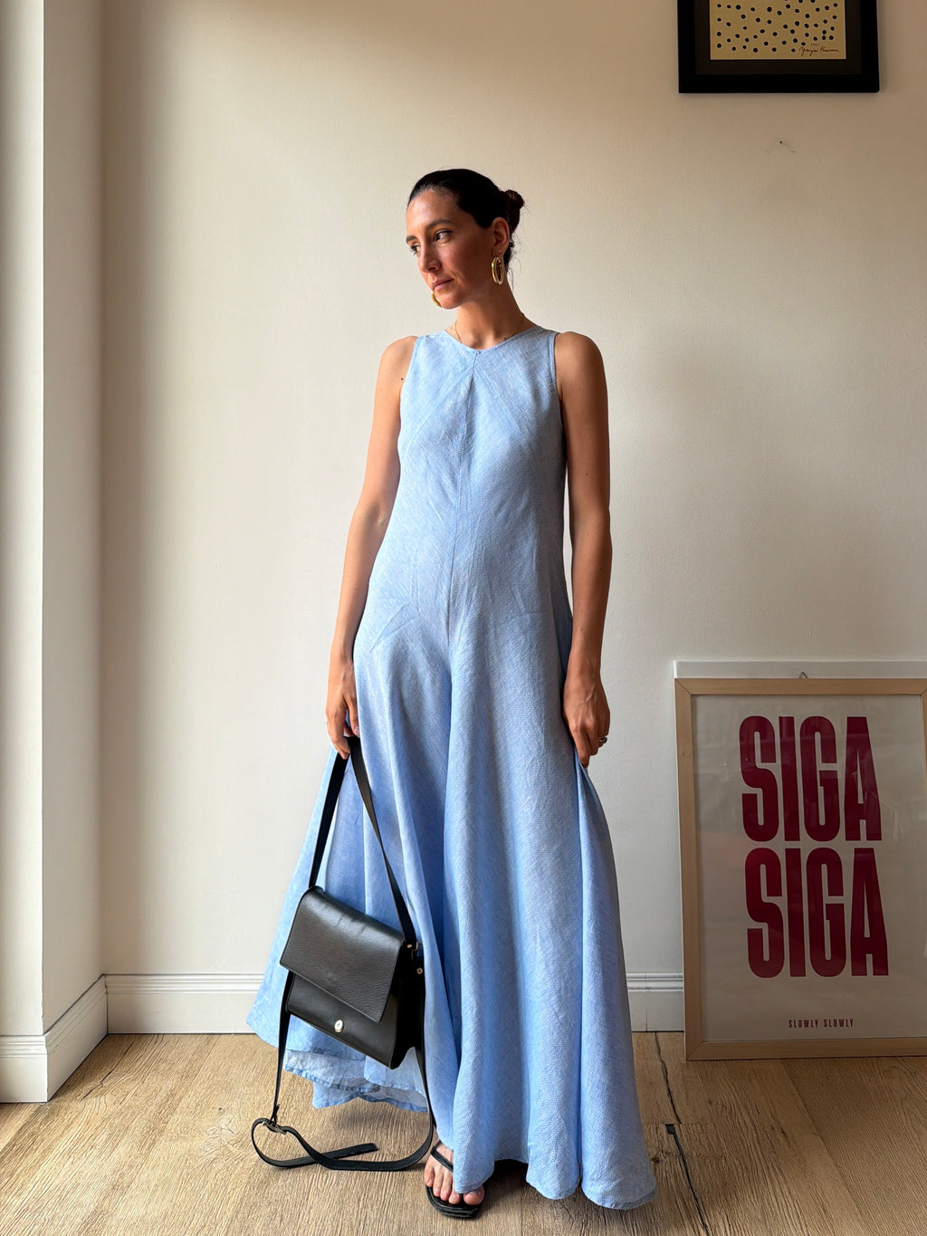 TUTA IN LINO AZZURRO