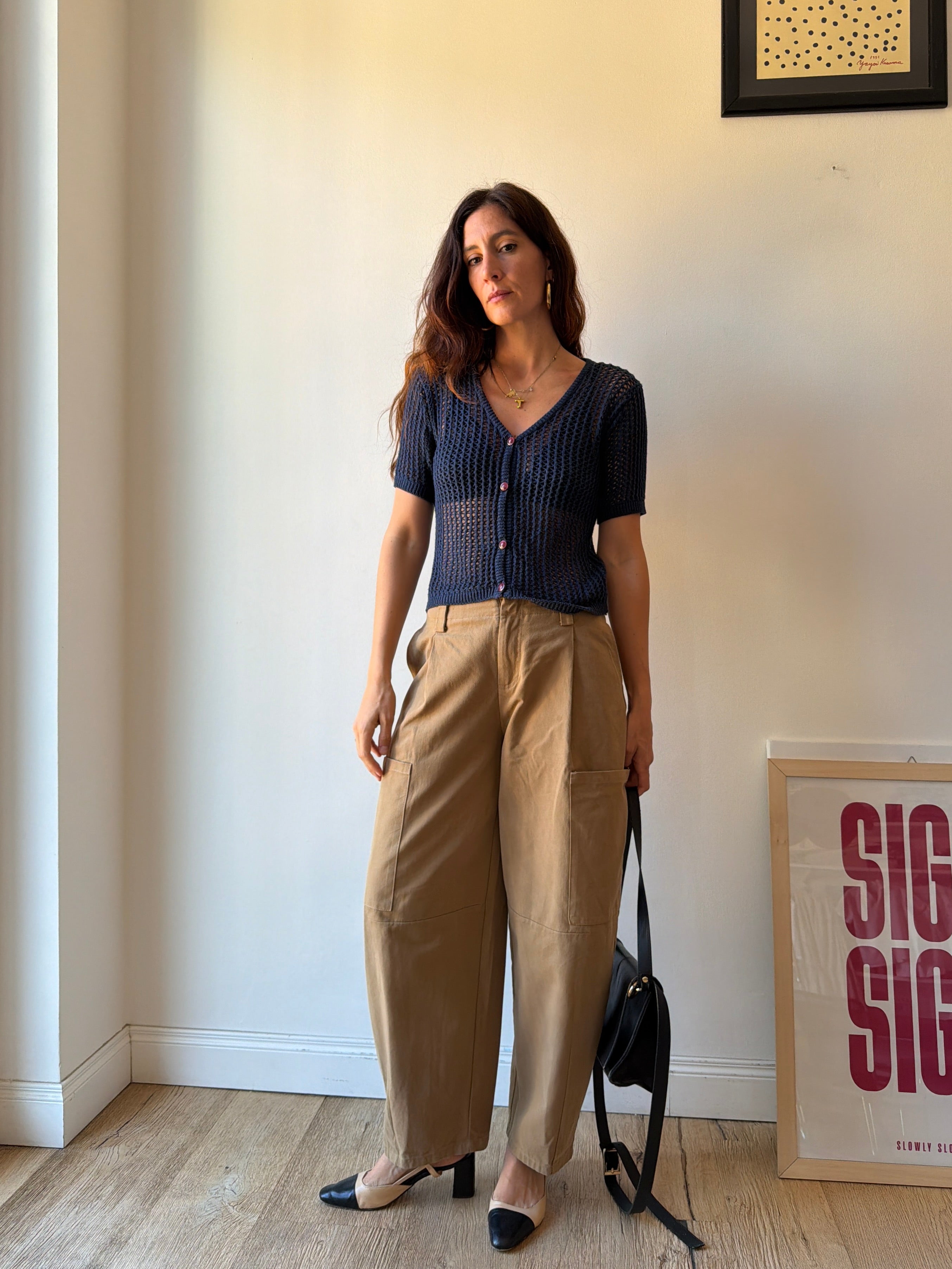 CARDIGAN BLU TRAFORATO