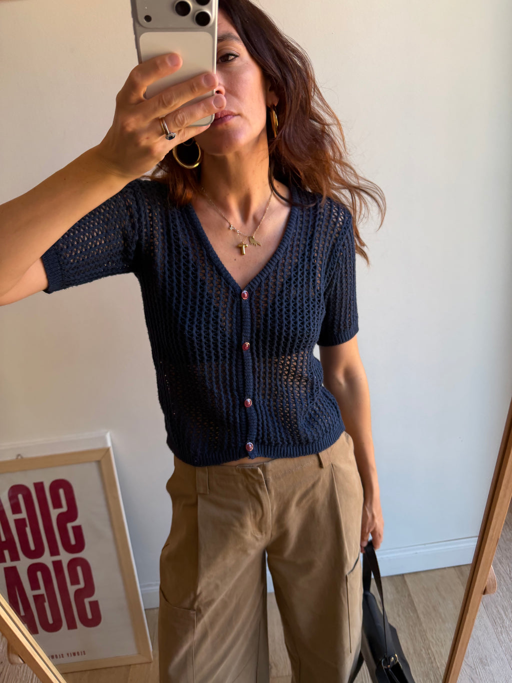 CARDIGAN BLU TRAFORATO
