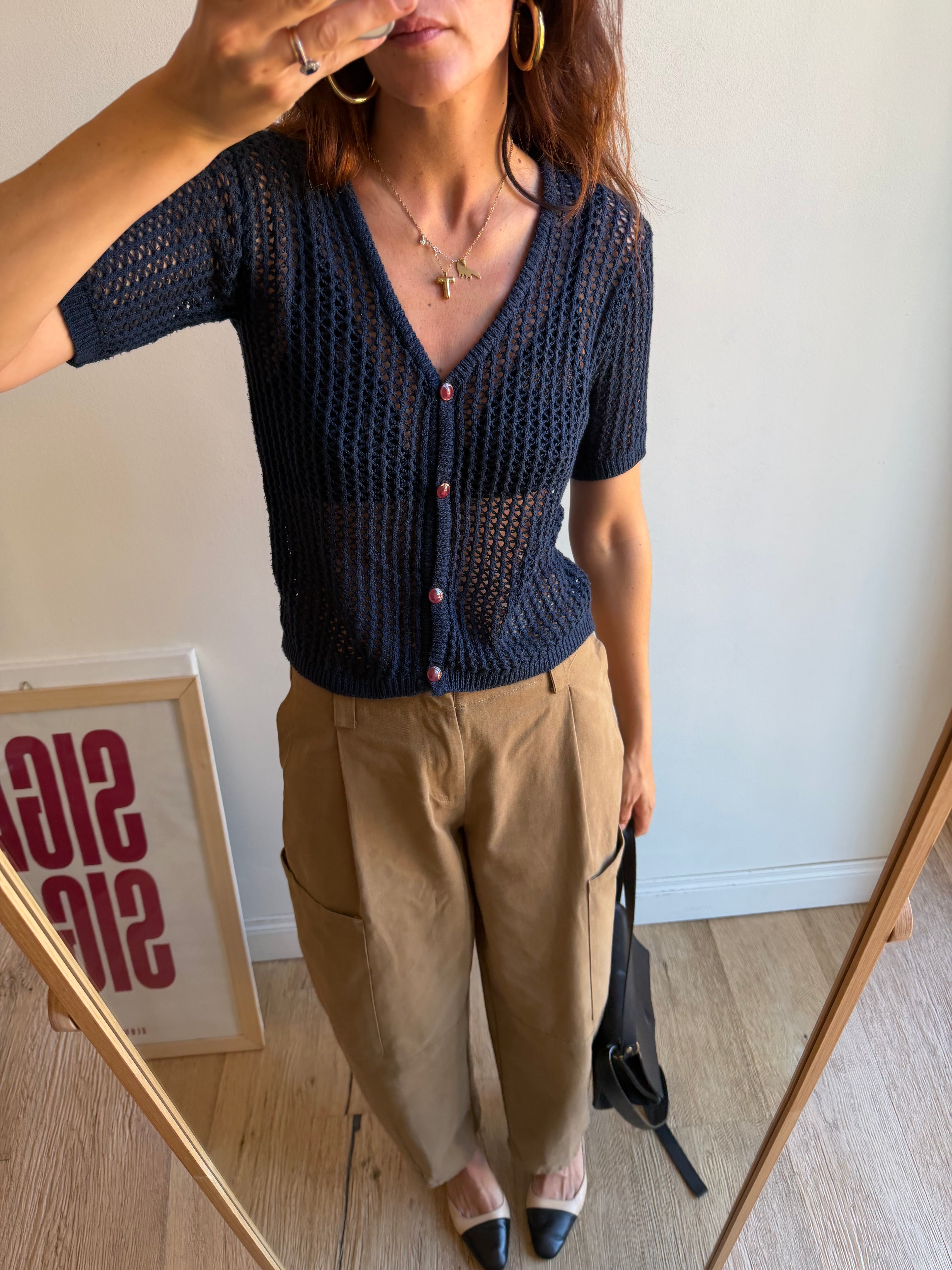 CARDIGAN BLU TRAFORATO