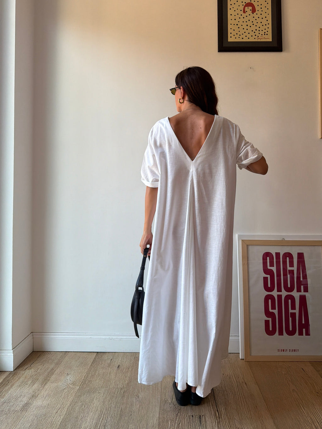 MAXI VESTITO IN LINO BIANCO