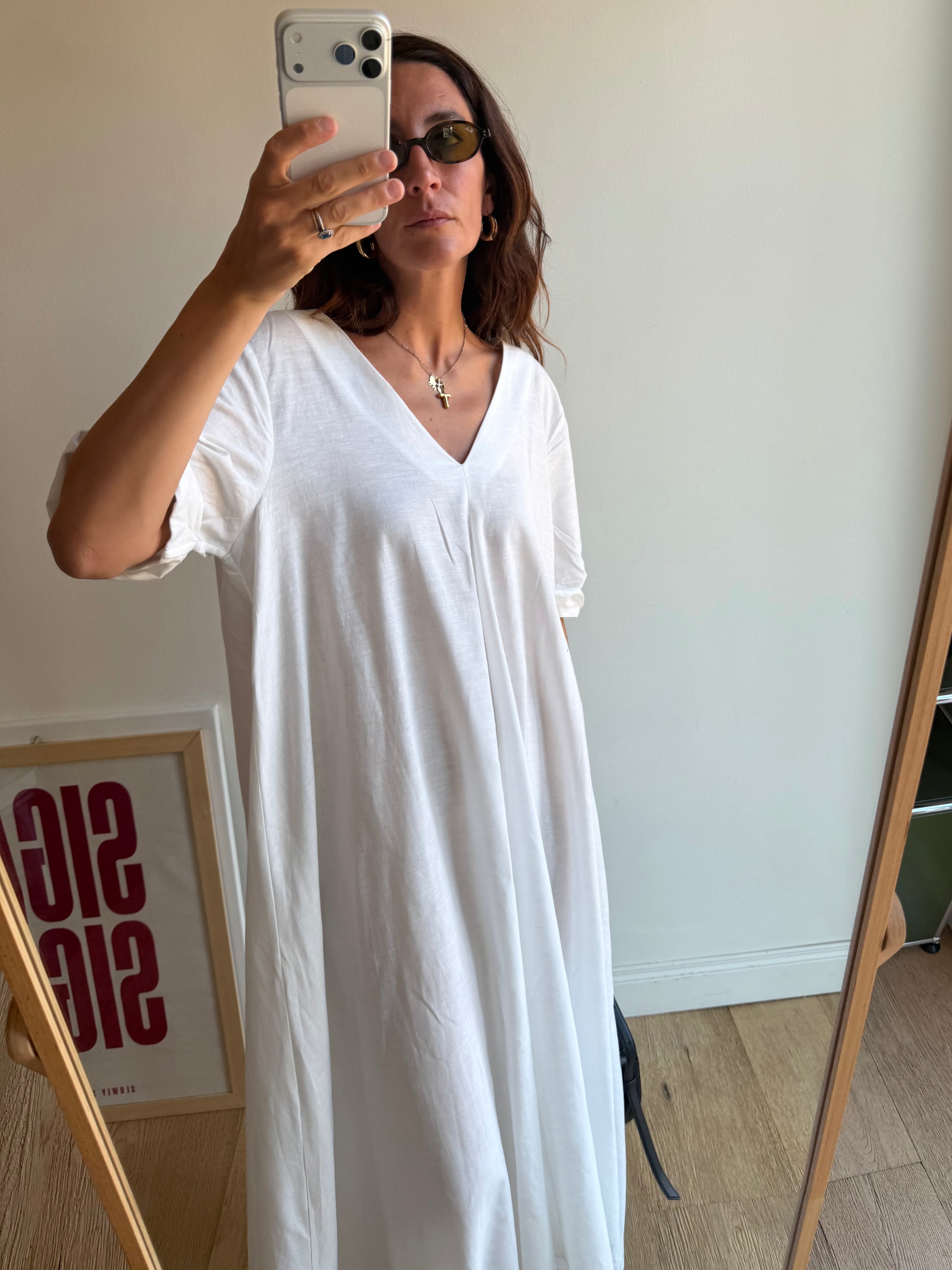 MAXI VESTITO IN LINO BIANCO