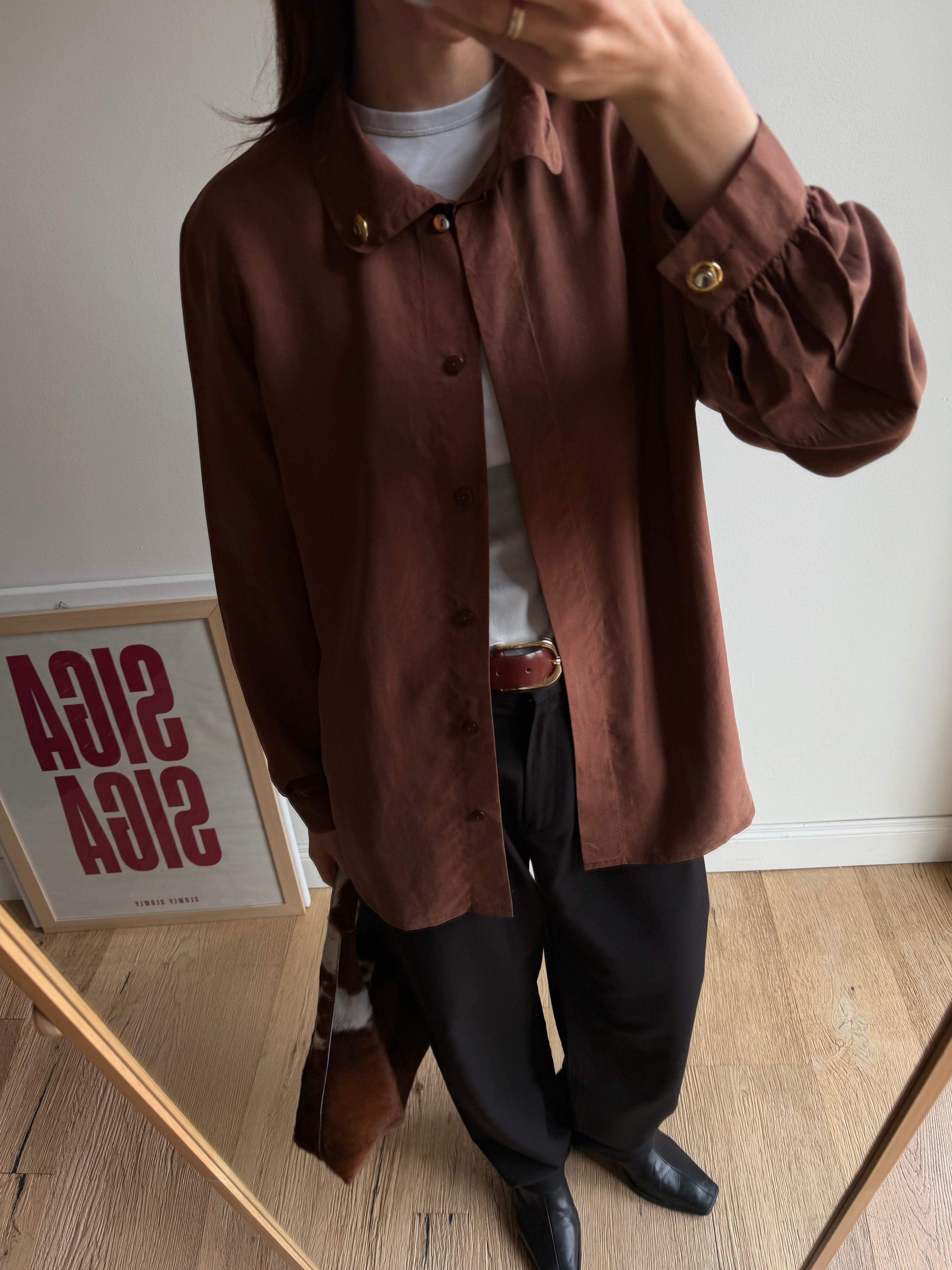 CAMICIA MARRONE IN SETA