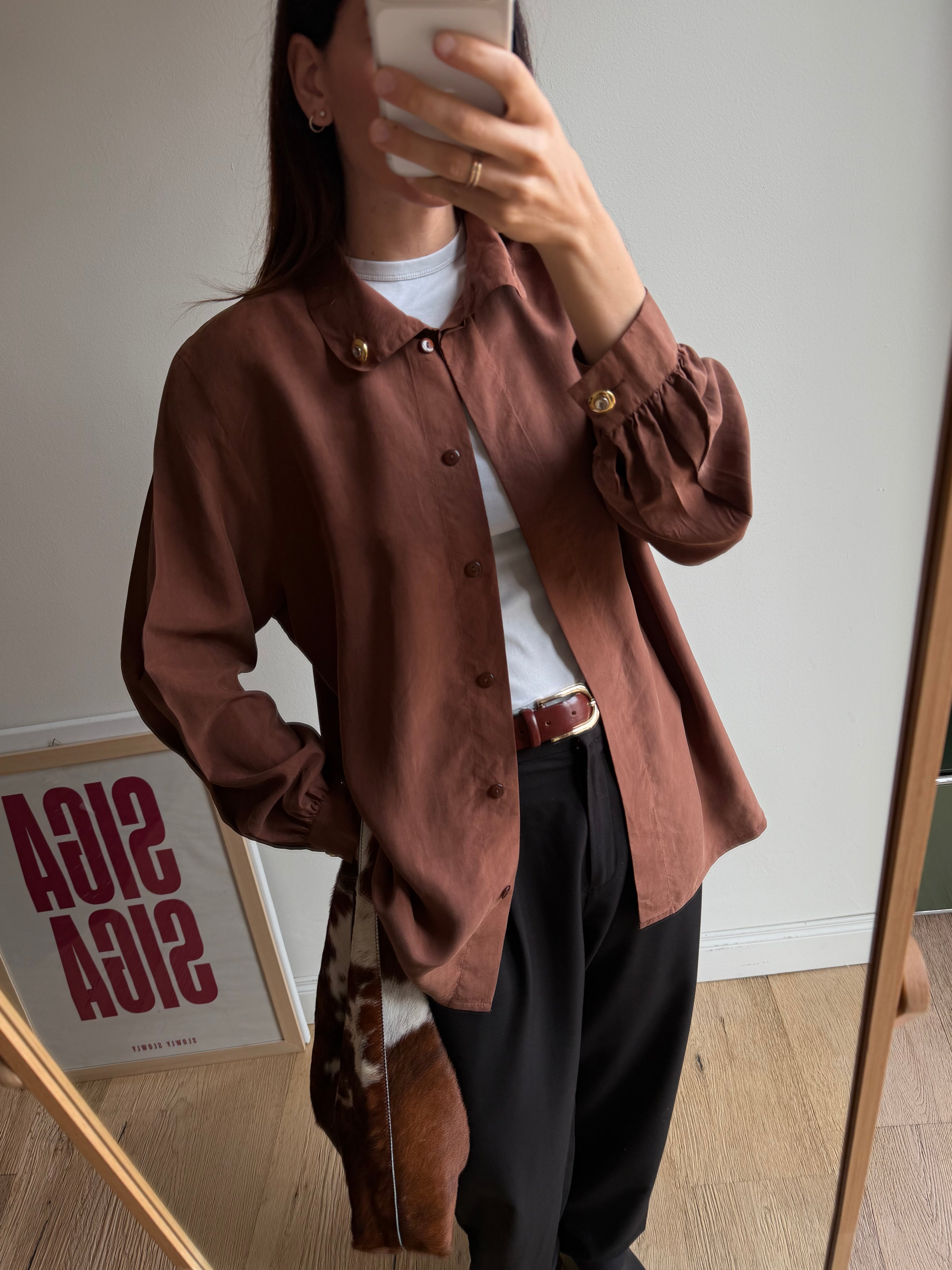 CAMICIA MARRONE IN SETA