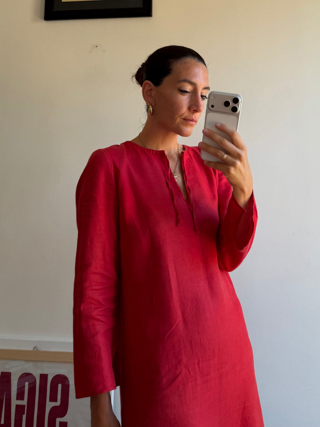 KAFTANO IN LINO ROSSO