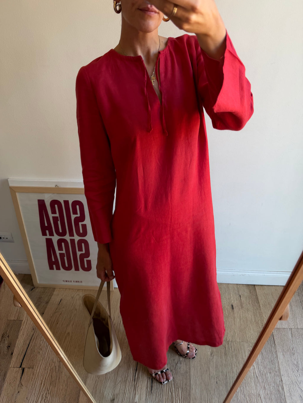 KAFTANO IN LINO ROSSO