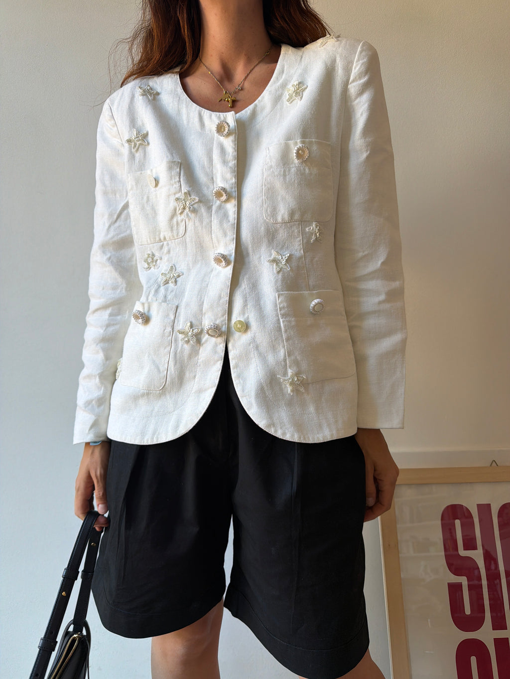 BLAZER DECORATO IN LINO