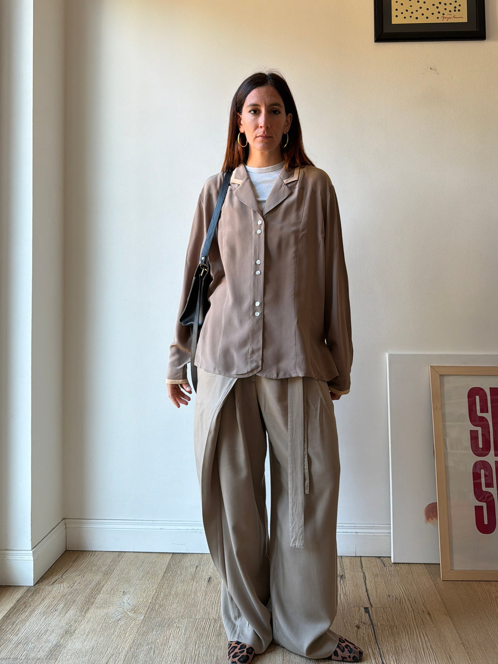 CAMICIA IN SETA MARRONE