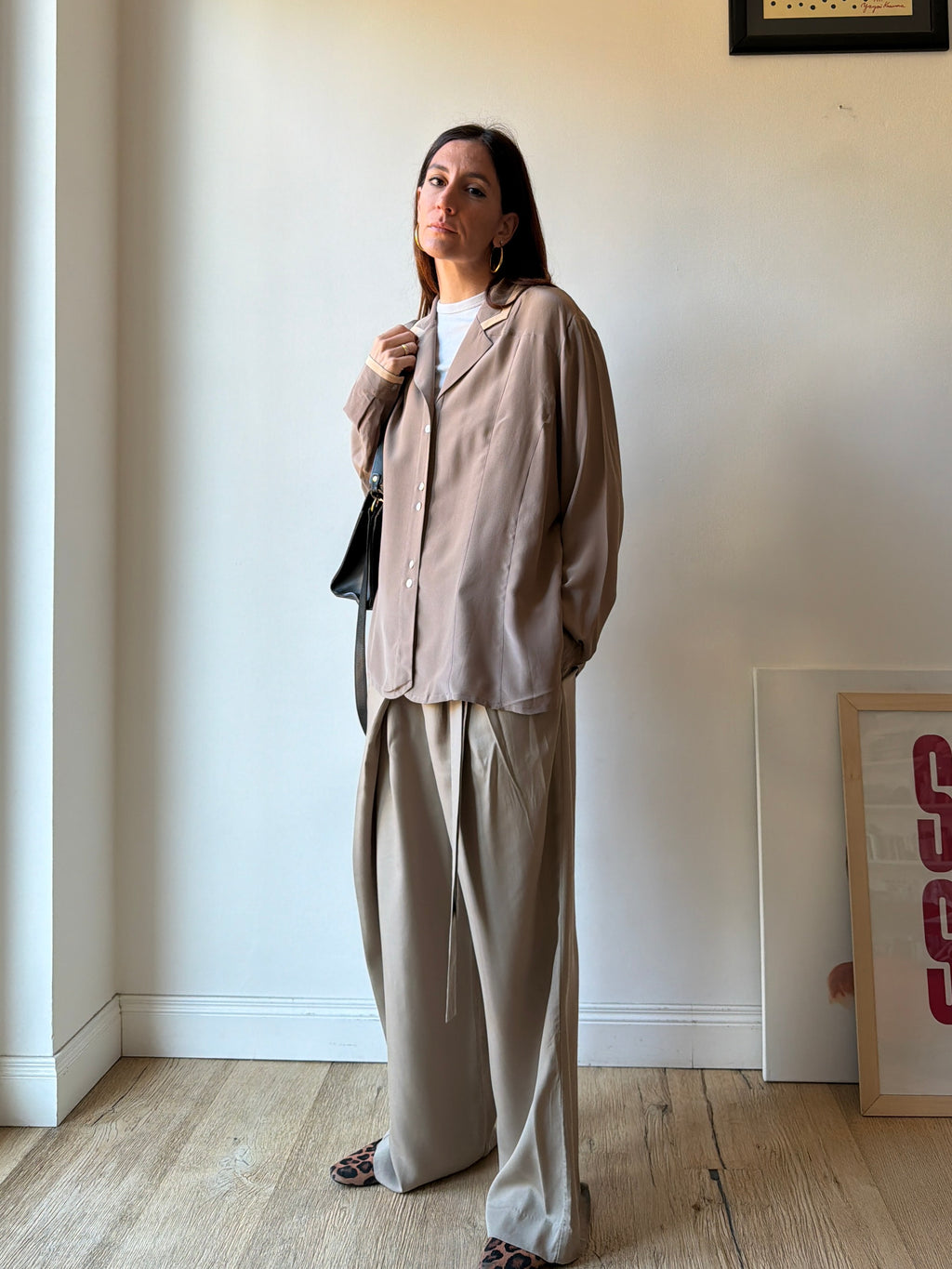 CAMICIA IN SETA MARRONE