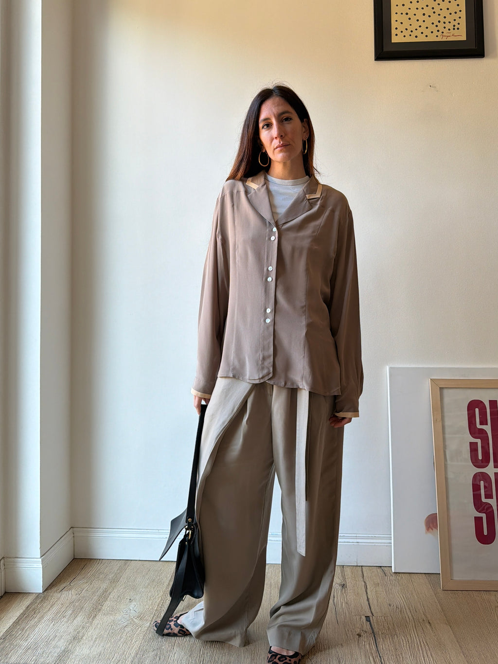 CAMICIA IN SETA MARRONE